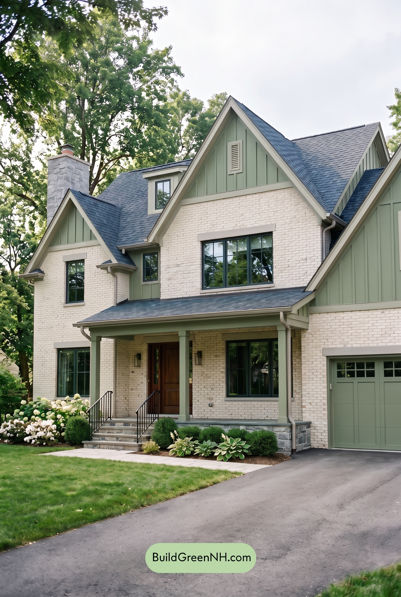 Cream Brick House Exterior Color Scheme: Forest Brick Rhythm - Overcast