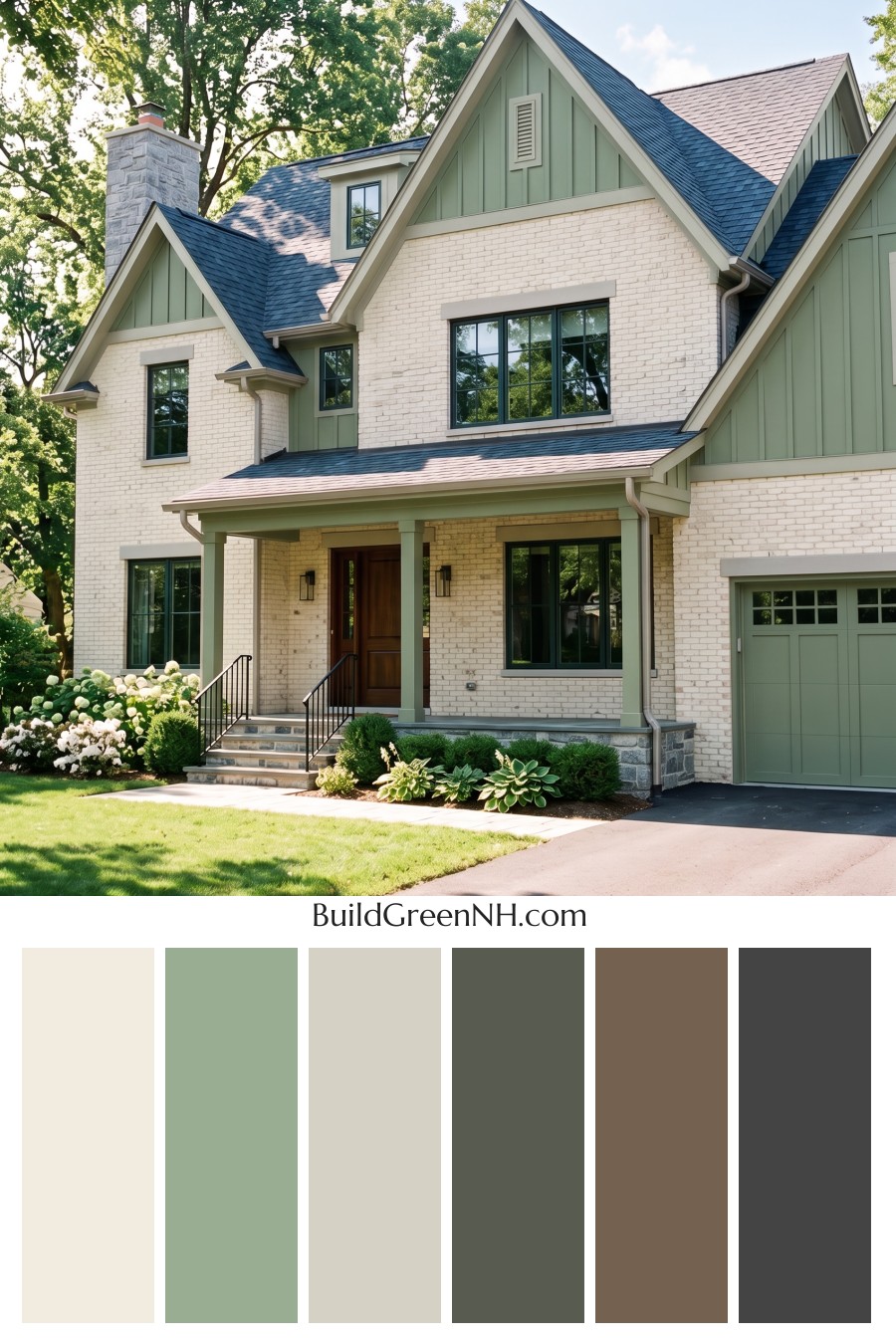 Cream Brick House Exterior Color Scheme: Forest Brick Rhythm