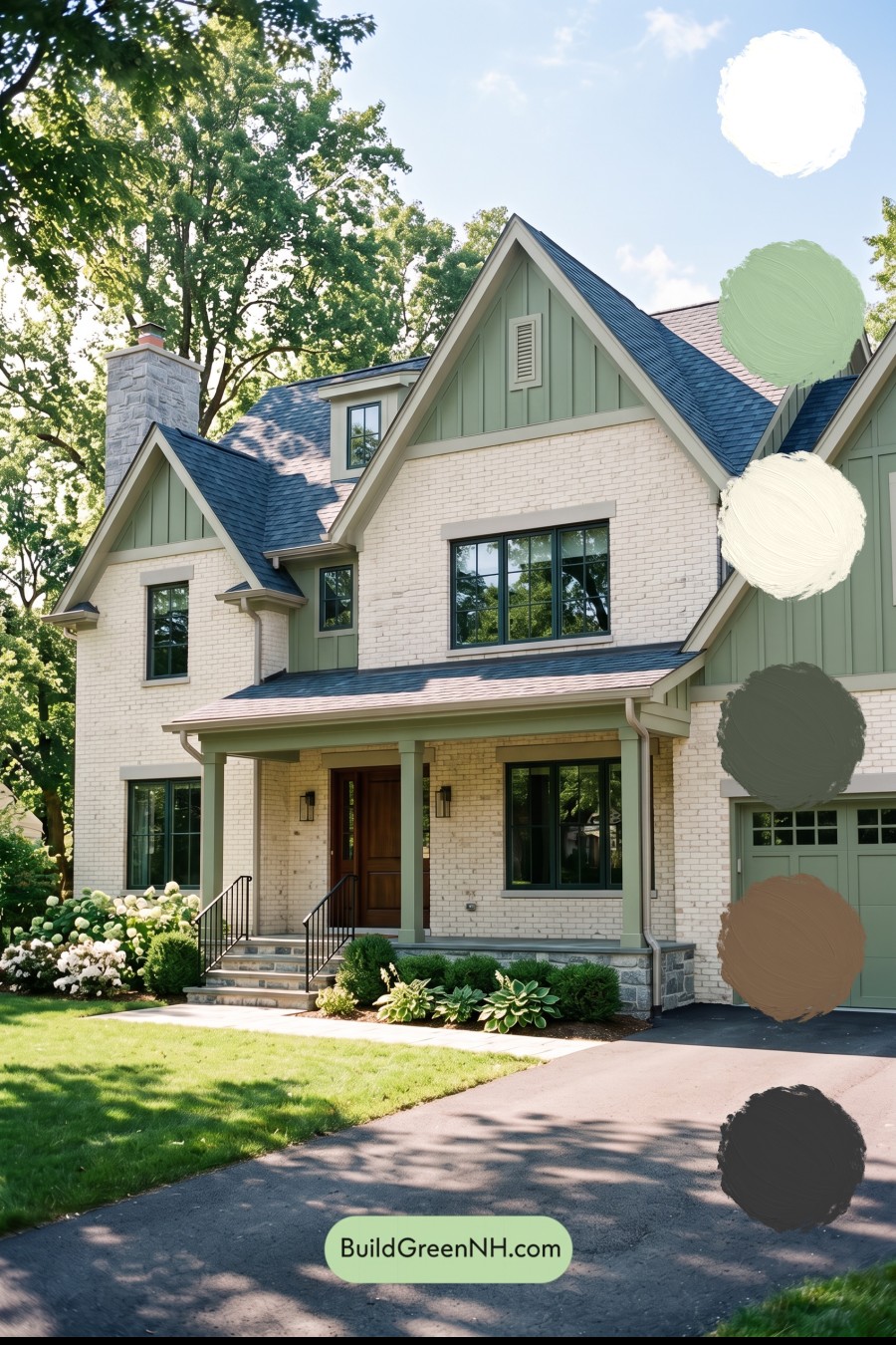 Cream Brick House Exterior Color Scheme: Forest Brick Rhythm