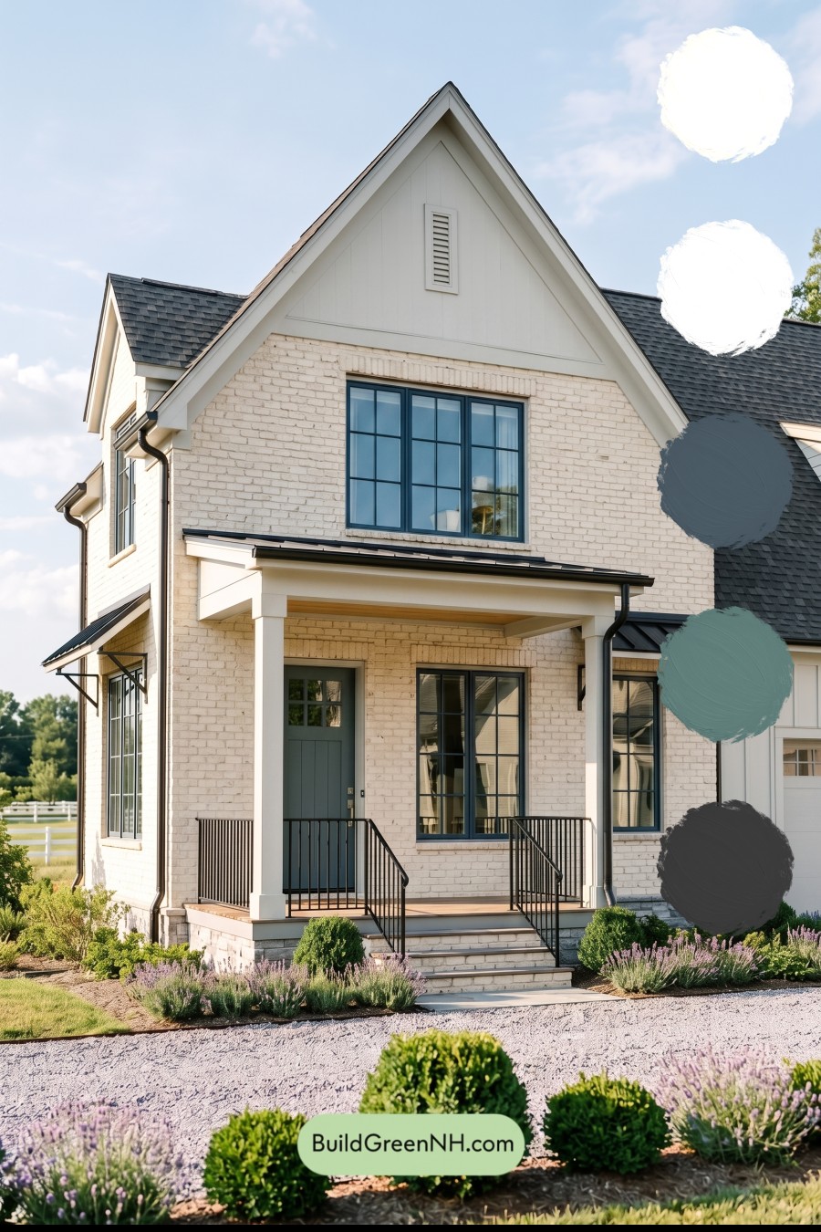 Cream Brick House Exterior Color Scheme: Graphite Orchard Entry