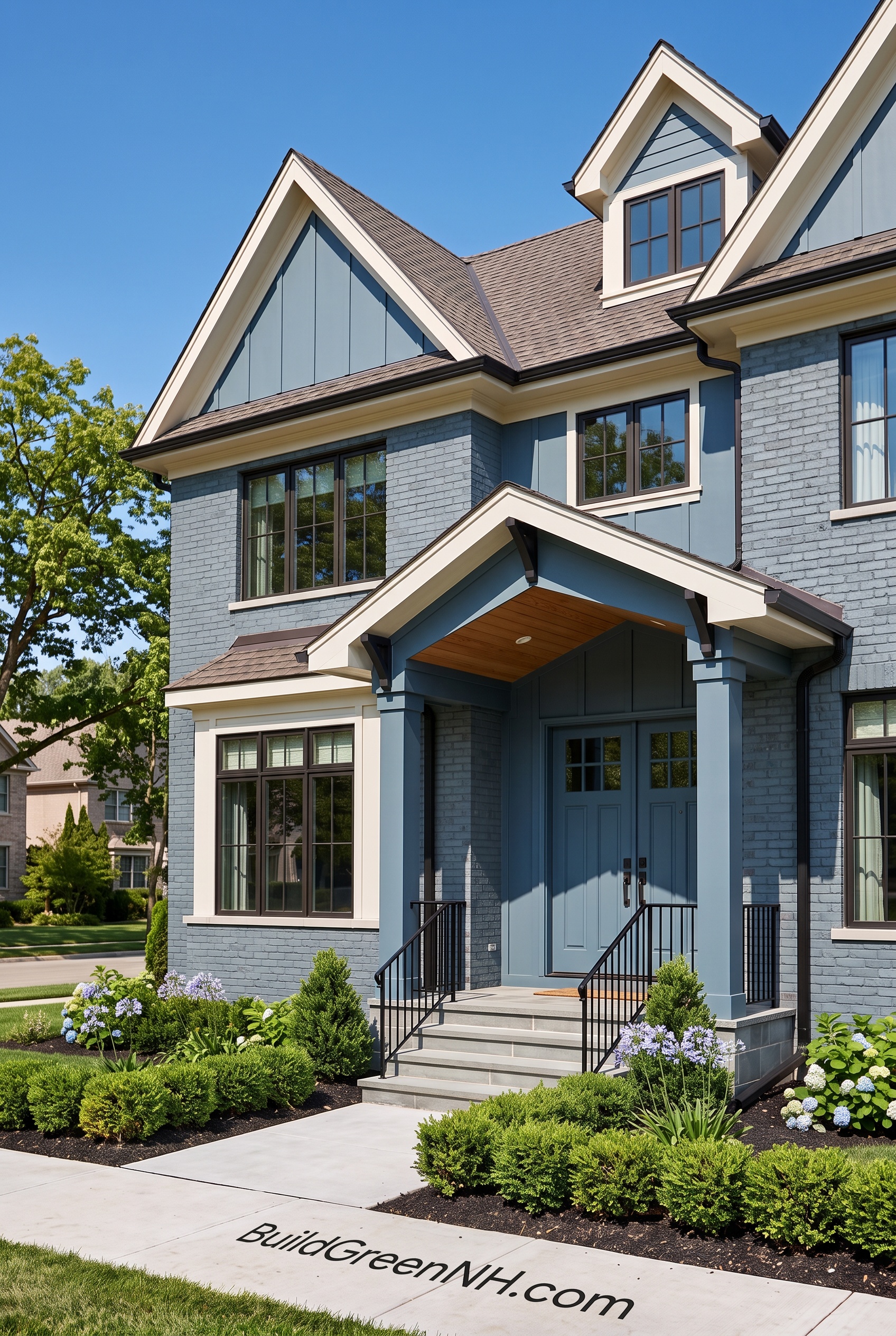 Cream Brick House Exterior Color Scheme: Harbor Gable Detail