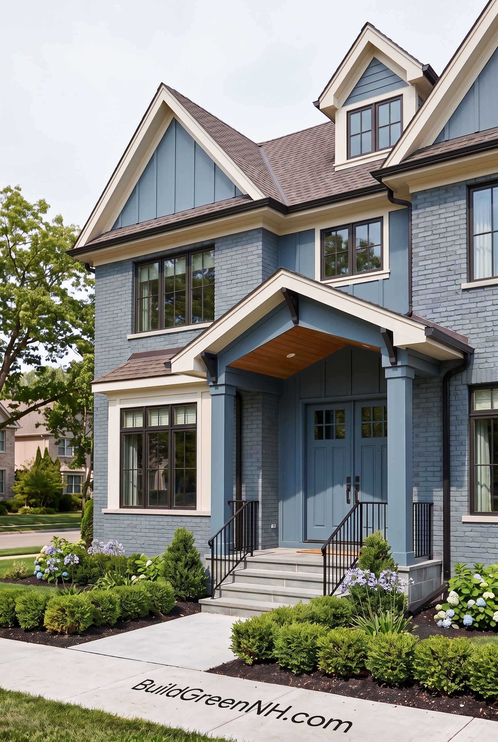 Cream Brick House Exterior Color Scheme: Harbor Gable Detail - Overcast