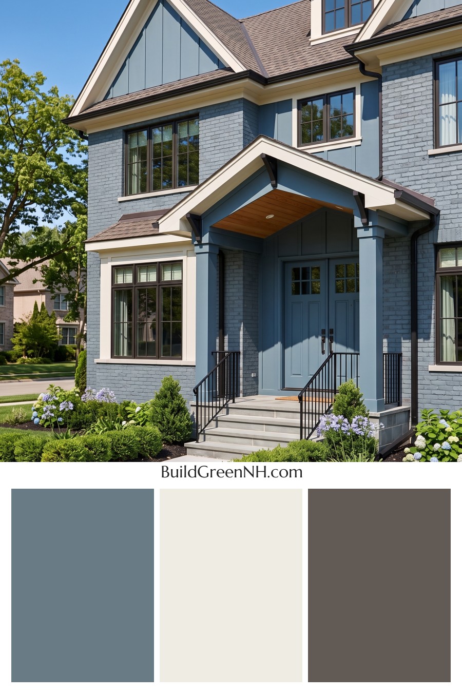 Cream Brick House Exterior Color Scheme: Harbor Gable Detail