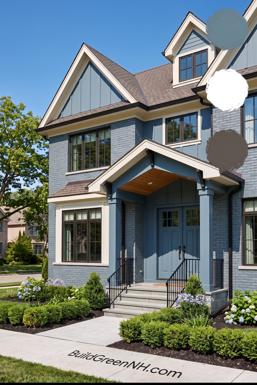 Cream Brick House Exterior Color Scheme: Harbor Gable Detail