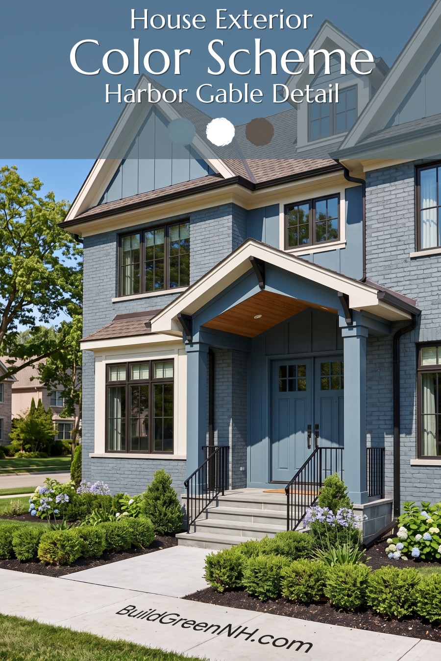 Cream Brick House Exterior Color Scheme: Harbor Gable Detail