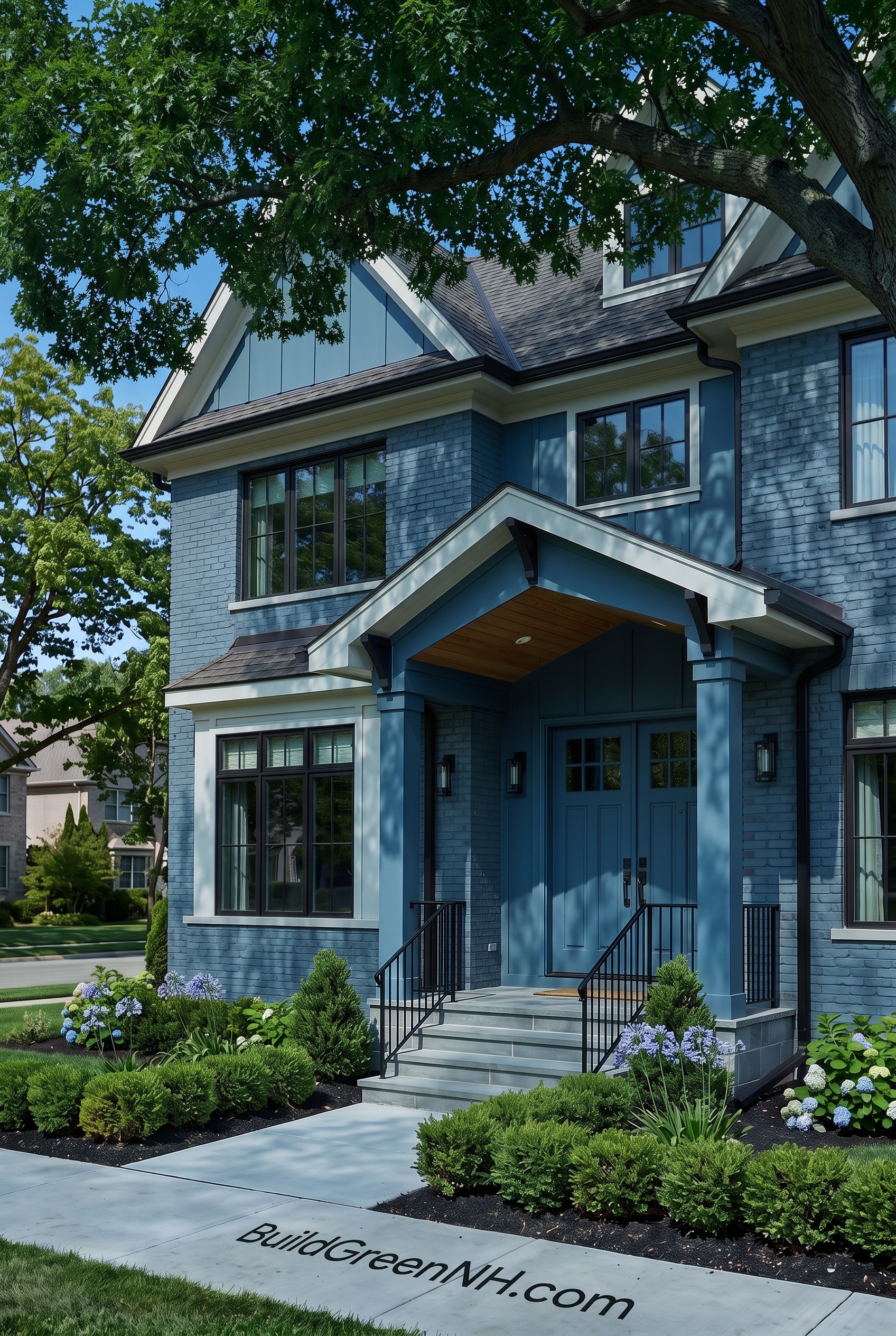 Cream Brick House Exterior Color Scheme: Harbor Gable Detail - Shade