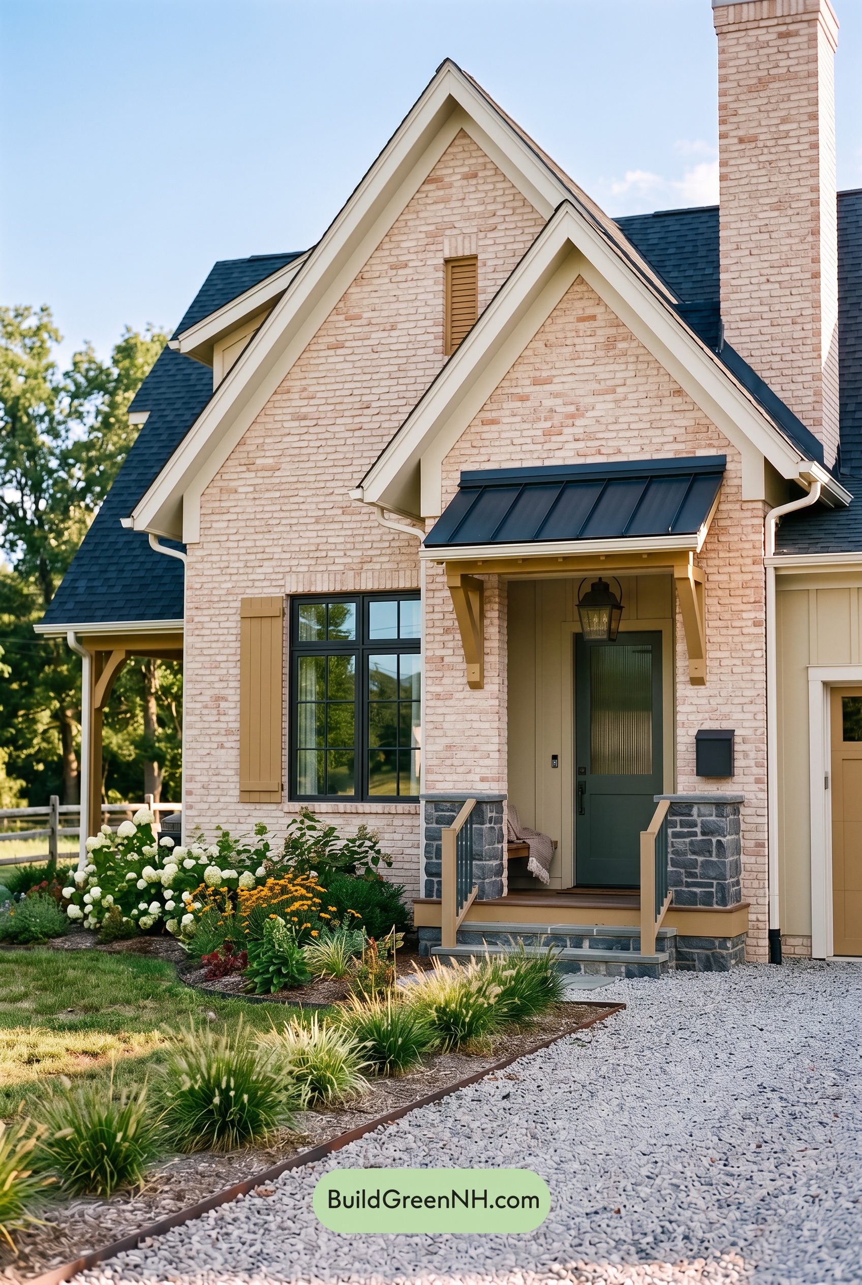 Cream Brick House Exterior Color Scheme: Honeyed Iron Welcome