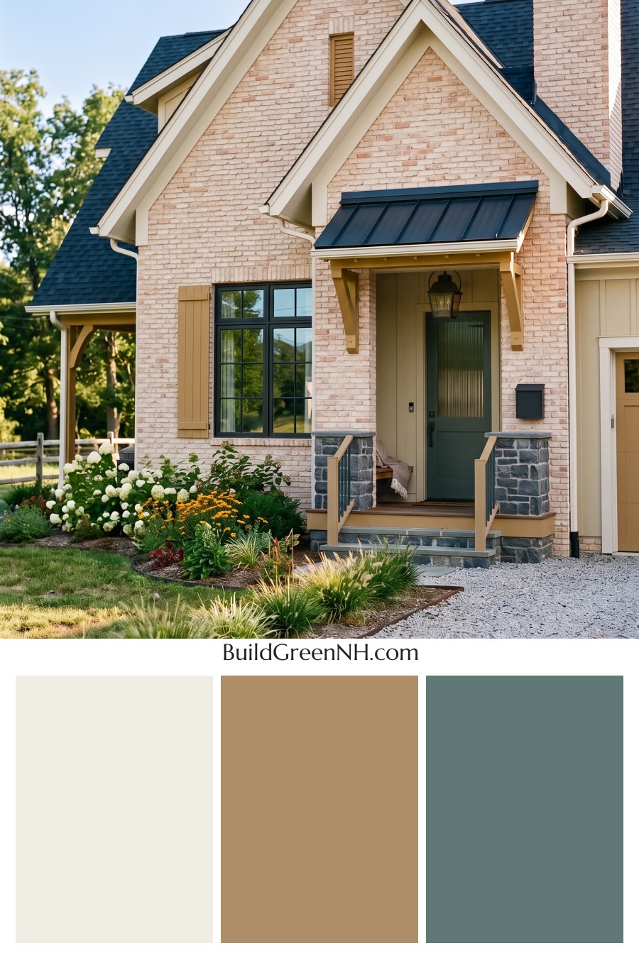 Cream Brick House Exterior Color Scheme: Honeyed Iron Welcome