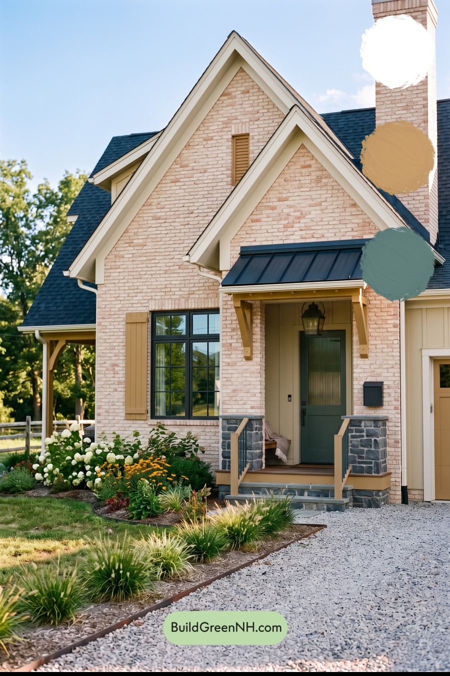 Cream Brick House Exterior Color Scheme: Honeyed Iron Welcome