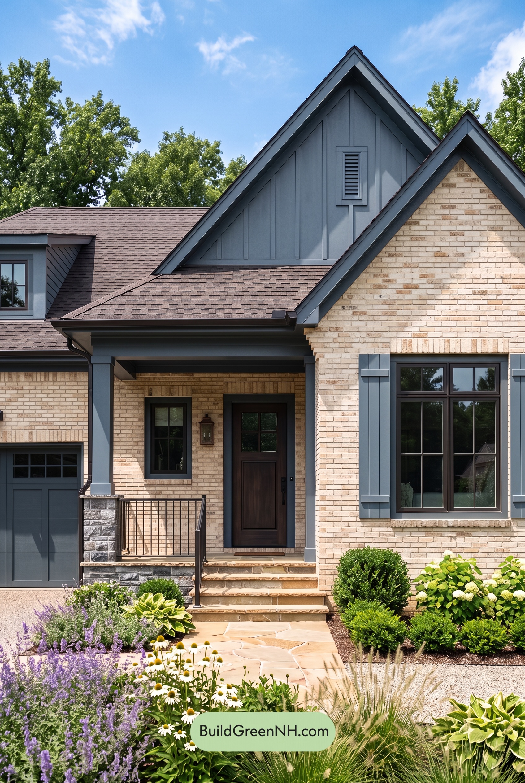 Cream Brick House Exterior Color Scheme: Indigo Brick Poise