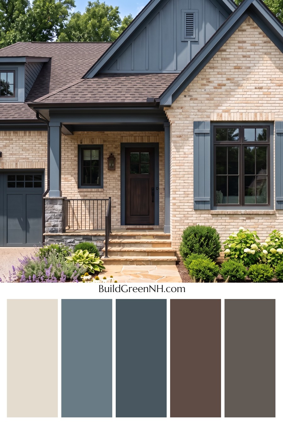 Cream Brick House Exterior Color Scheme: Indigo Brick Poise