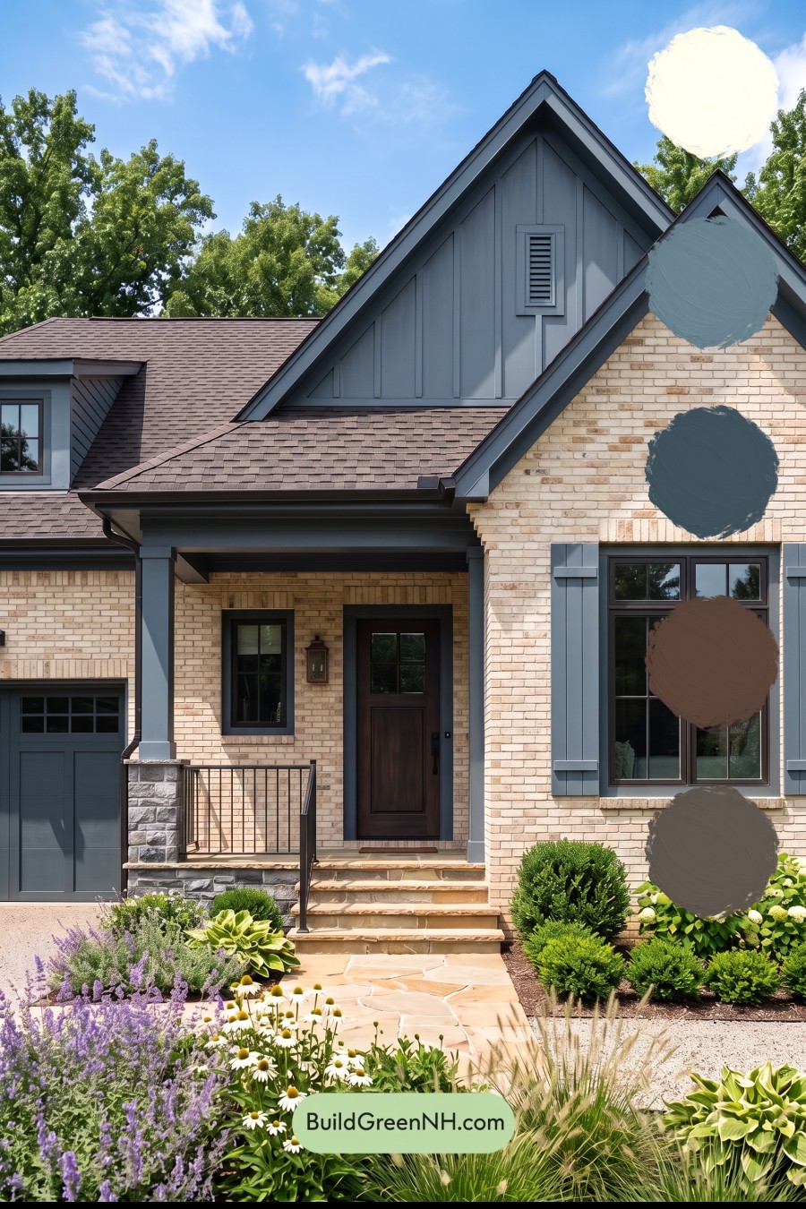 Cream Brick House Exterior Color Scheme: Indigo Brick Poise