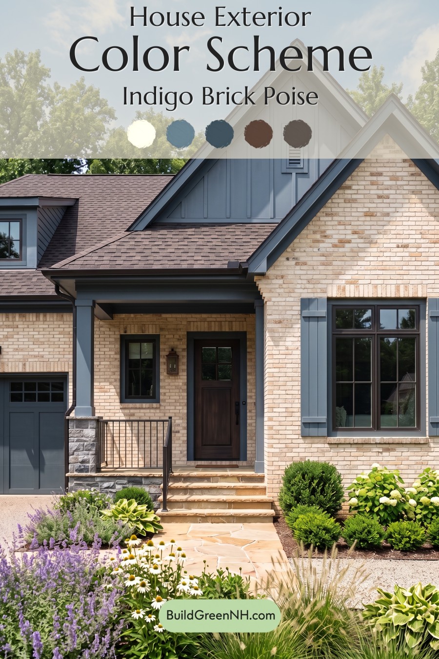 Cream Brick House Exterior Color Scheme: Indigo Brick Poise