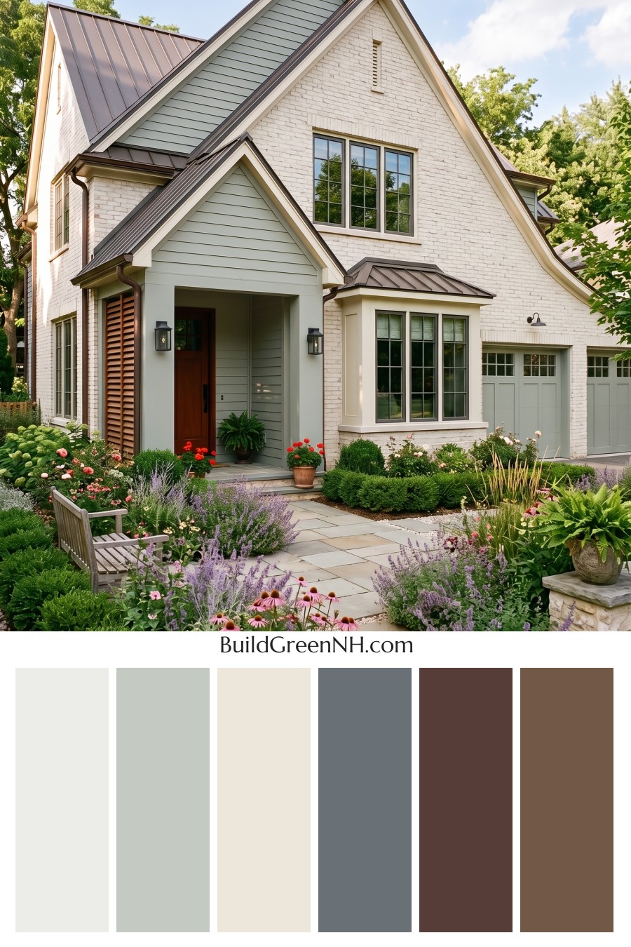 Cream Brick House Exterior Color Scheme: Juniper Gable Glow