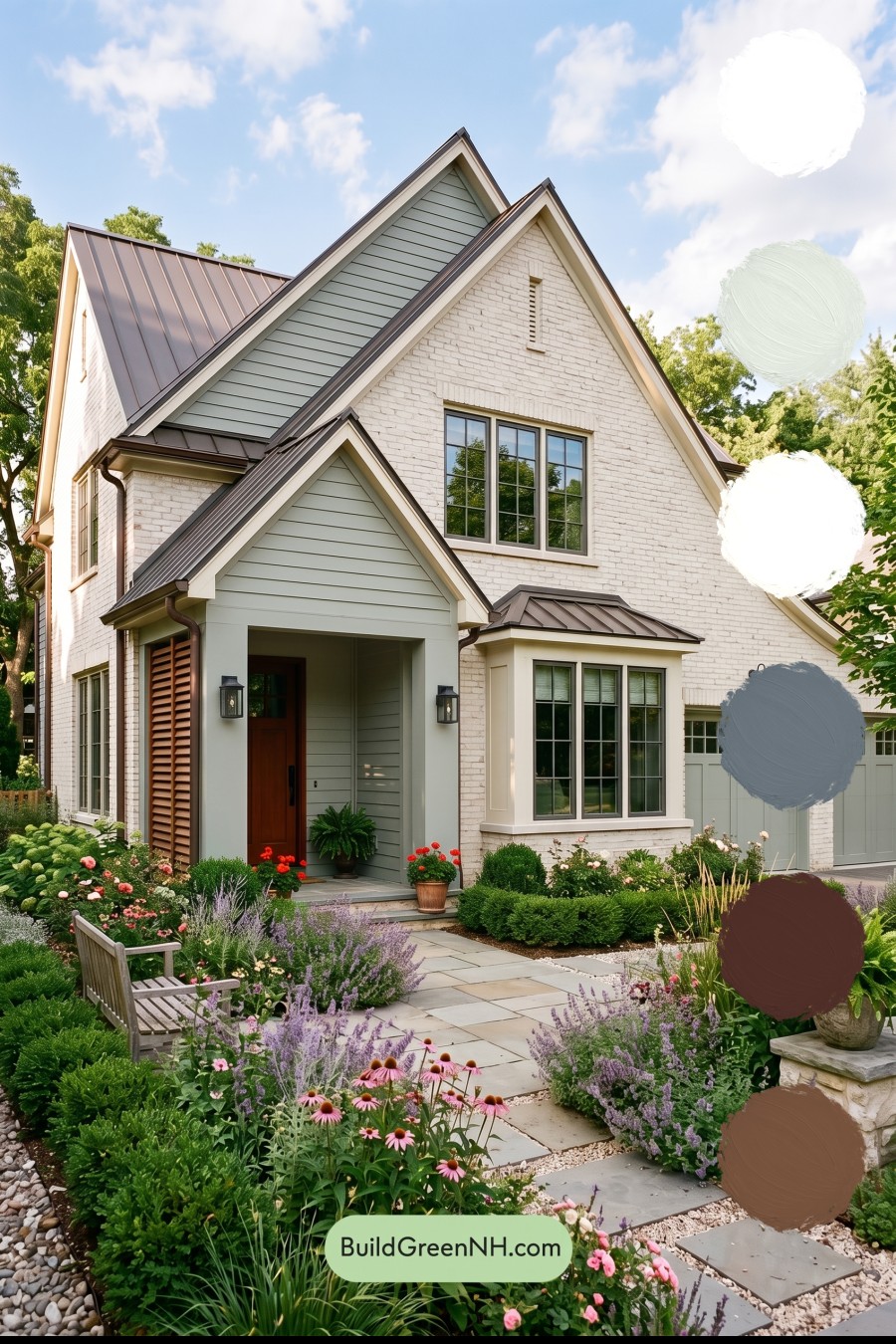 Cream Brick House Exterior Color Scheme: Juniper Gable Glow