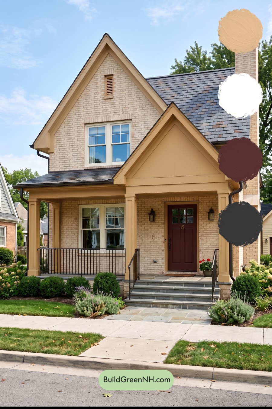 Cream Brick House Exterior Color Scheme: Marigold Porch Signal