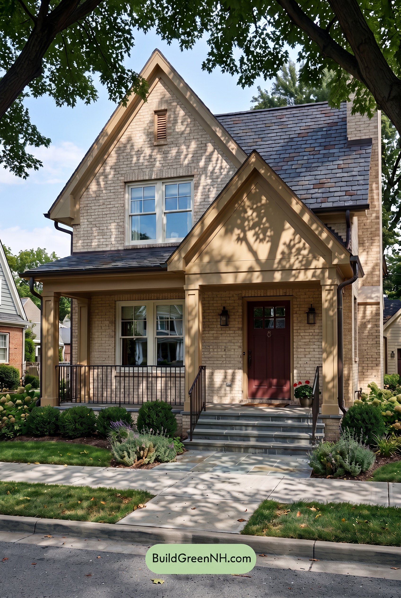 Cream Brick House Exterior Color Scheme: Marigold Porch Signal - Shade