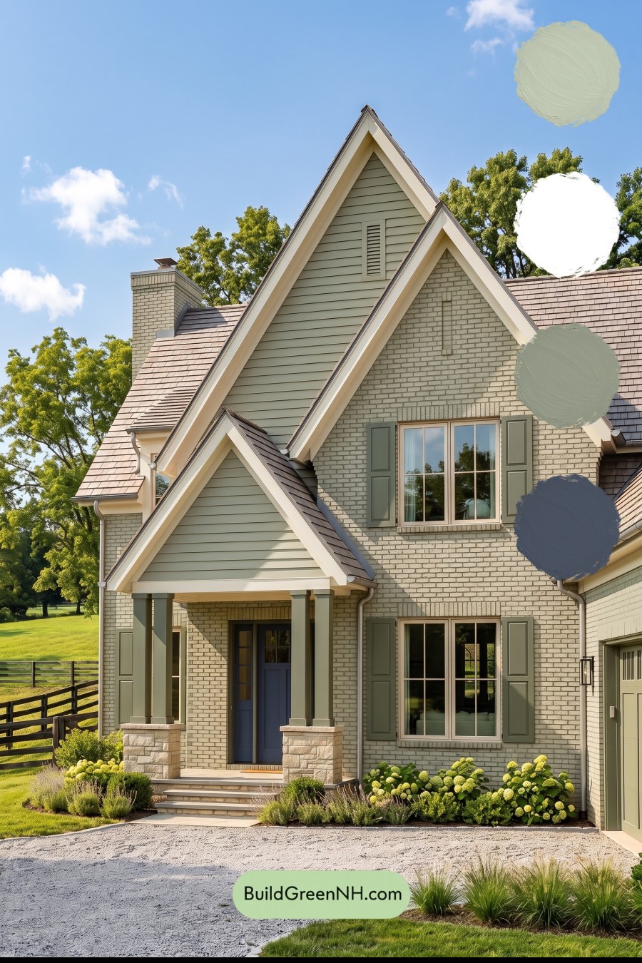 Cream Brick House Exterior Color Scheme: Moss Gable Haven