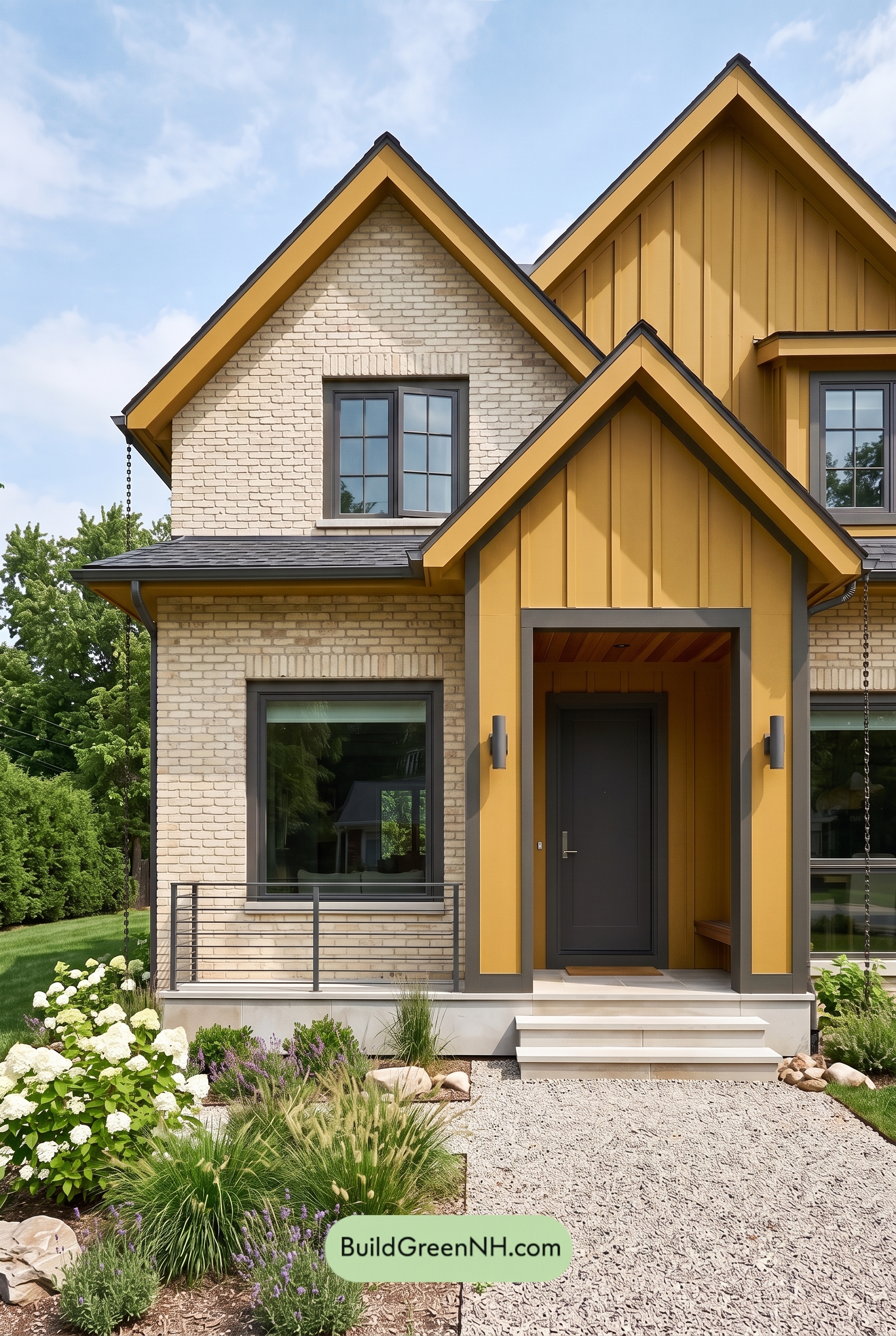Cream Brick House Exterior Color Scheme: Ochre Quietline