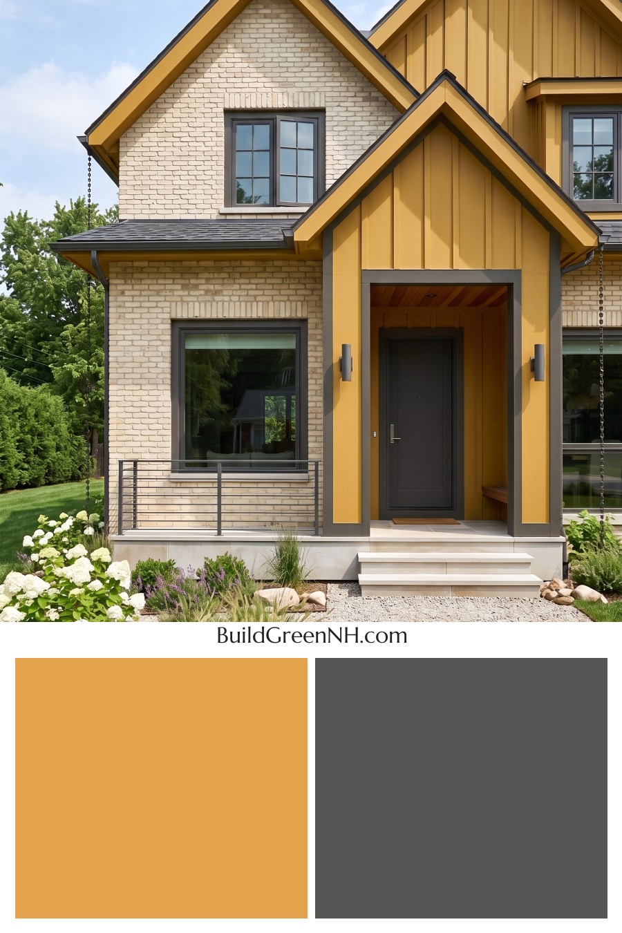 Cream Brick House Exterior Color Scheme: Ochre Quietline