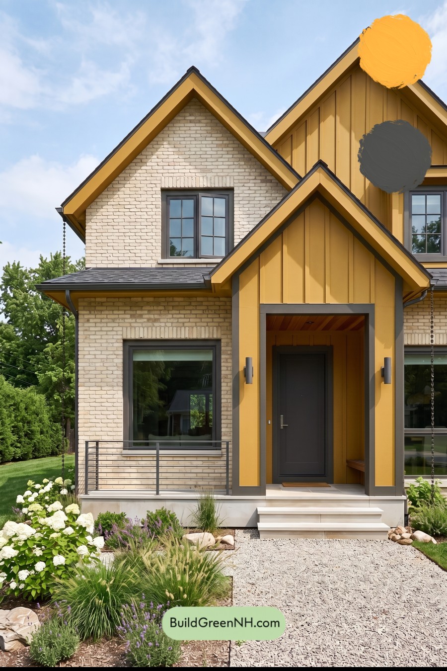 Cream Brick House Exterior Color Scheme: Ochre Quietline