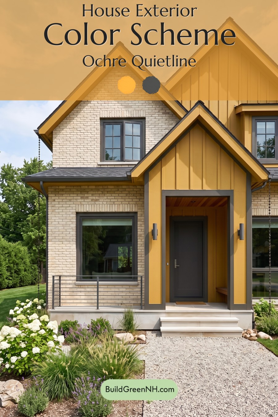 Cream Brick House Exterior Color Scheme: Ochre Quietline