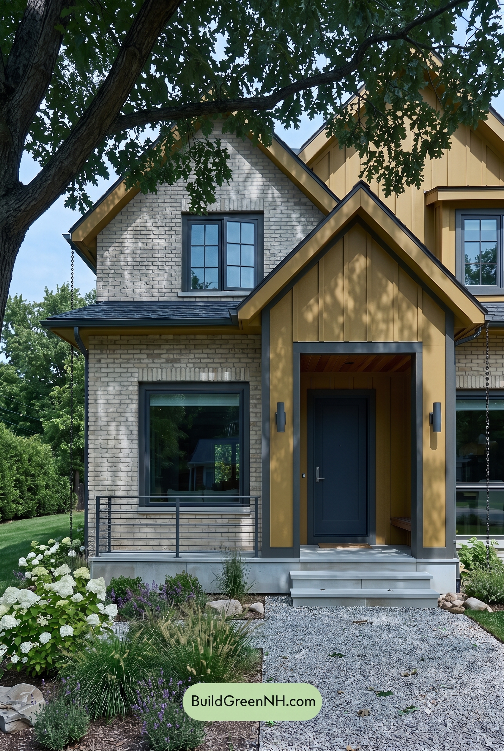 Cream Brick House Exterior Color Scheme: Ochre Quietline - Shade