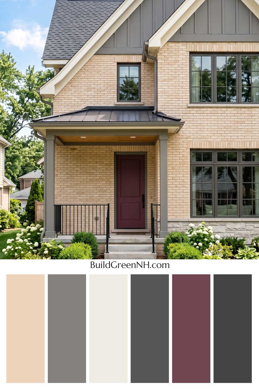 Cream Brick House Exterior Color Scheme: Pewter Lantern House