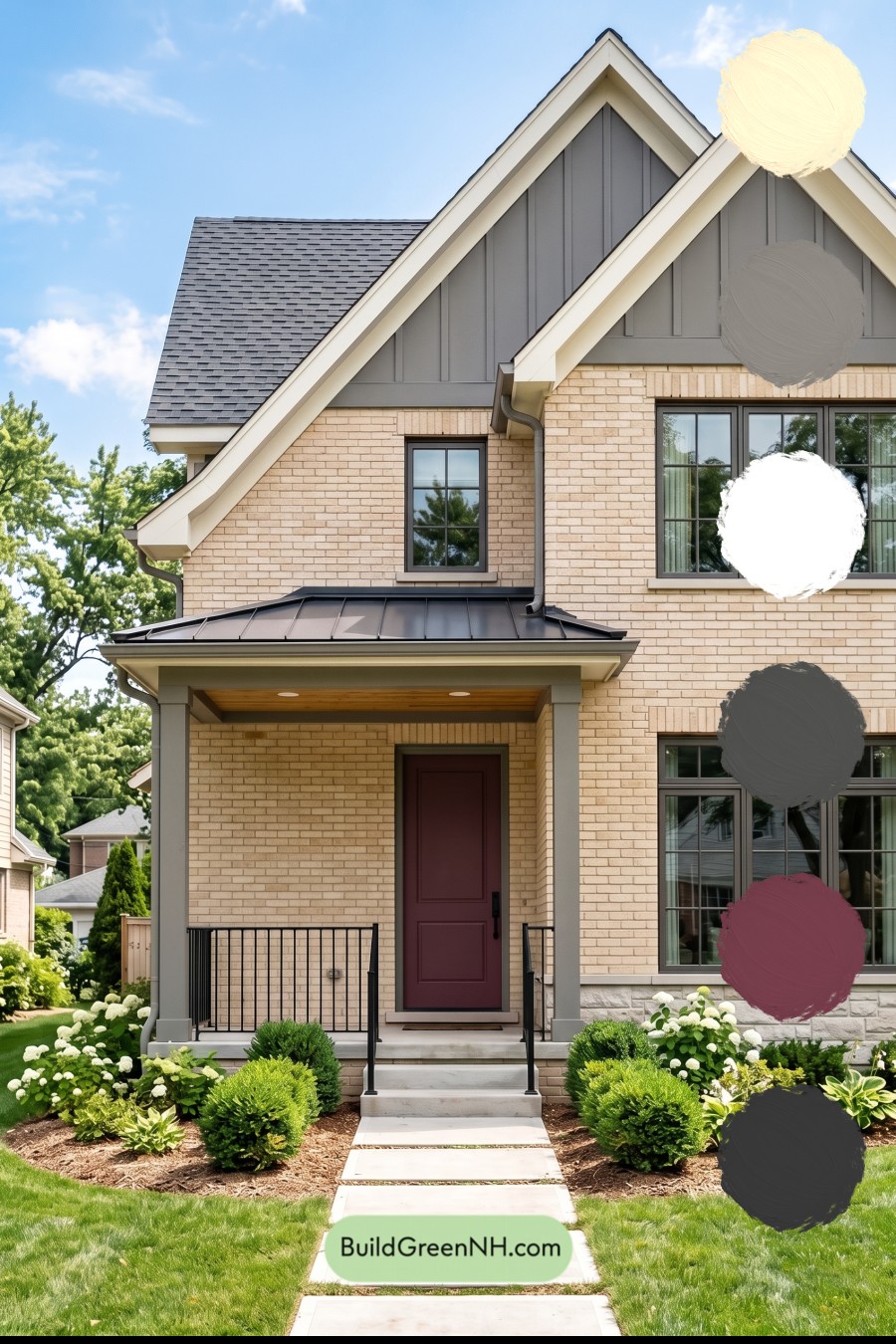 Cream Brick House Exterior Color Scheme: Pewter Lantern House