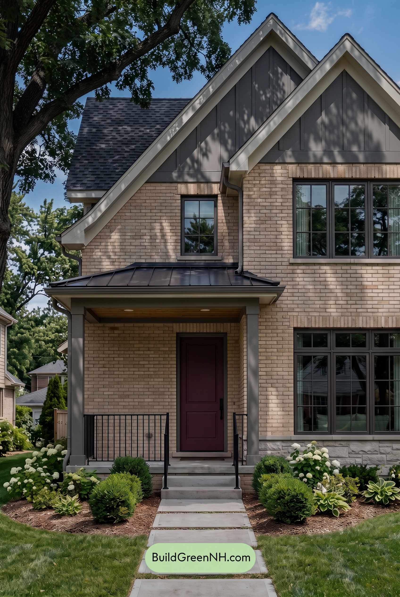 Cream Brick House Exterior Color Scheme: Pewter Lantern House - Shade