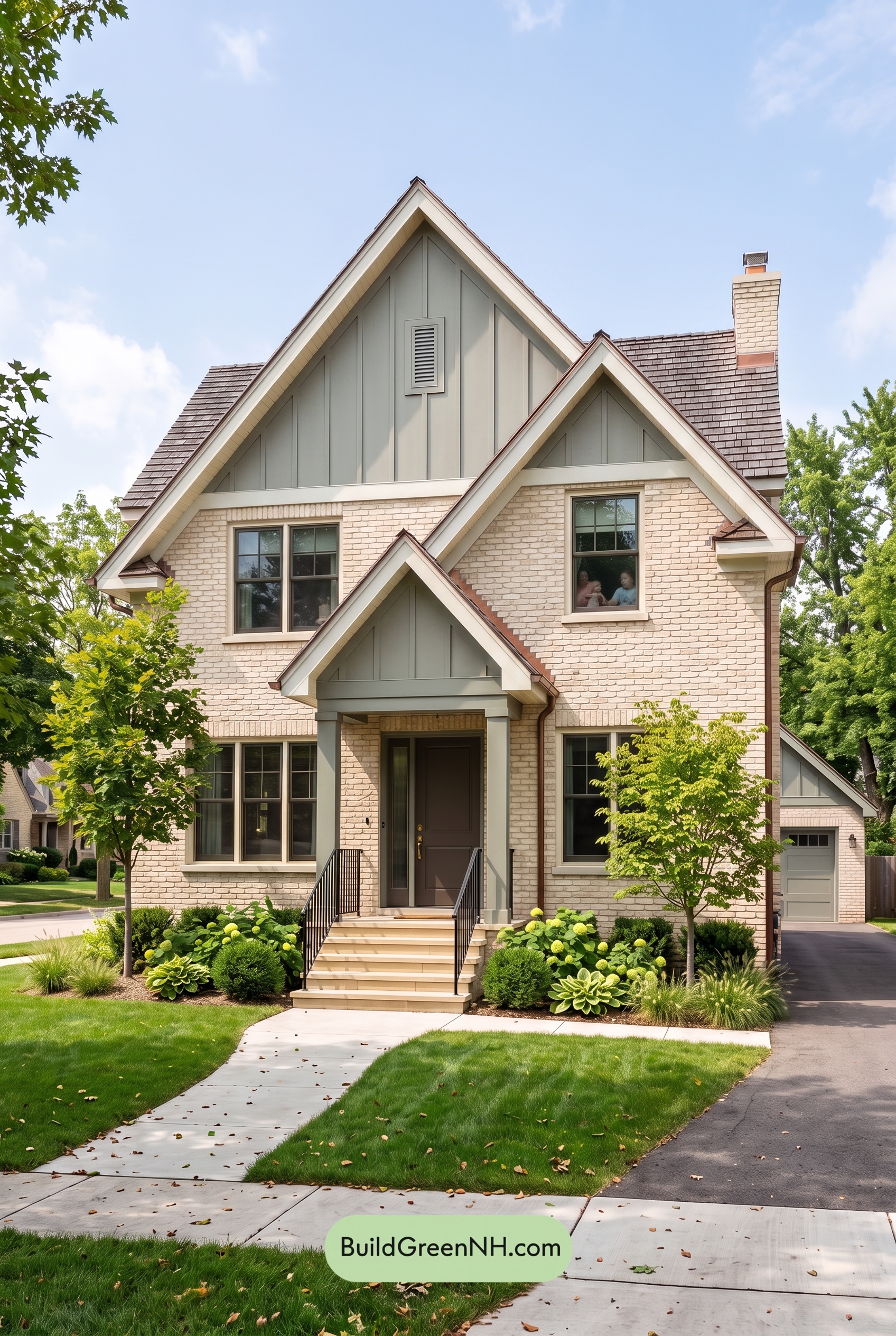 Cream Brick House Exterior Color Scheme: Sage Brick Poise