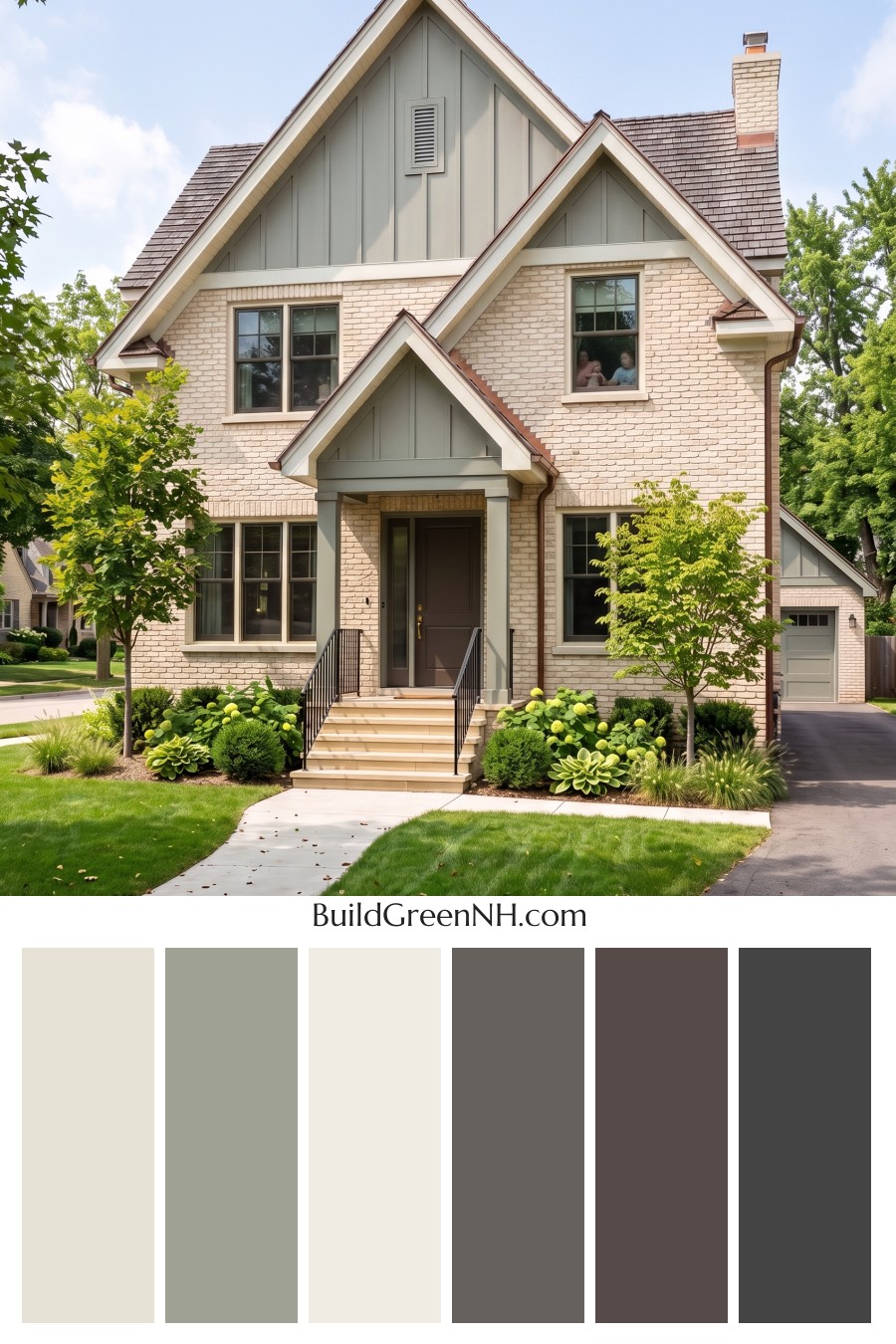 Cream Brick House Exterior Color Scheme: Sage Brick Poise