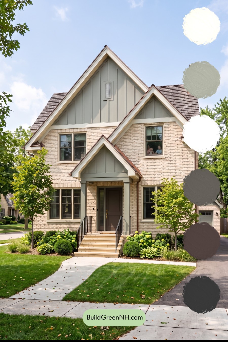 Cream Brick House Exterior Color Scheme: Sage Brick Poise