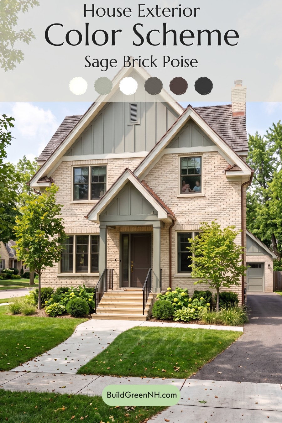 Cream Brick House Exterior Color Scheme: Sage Brick Poise