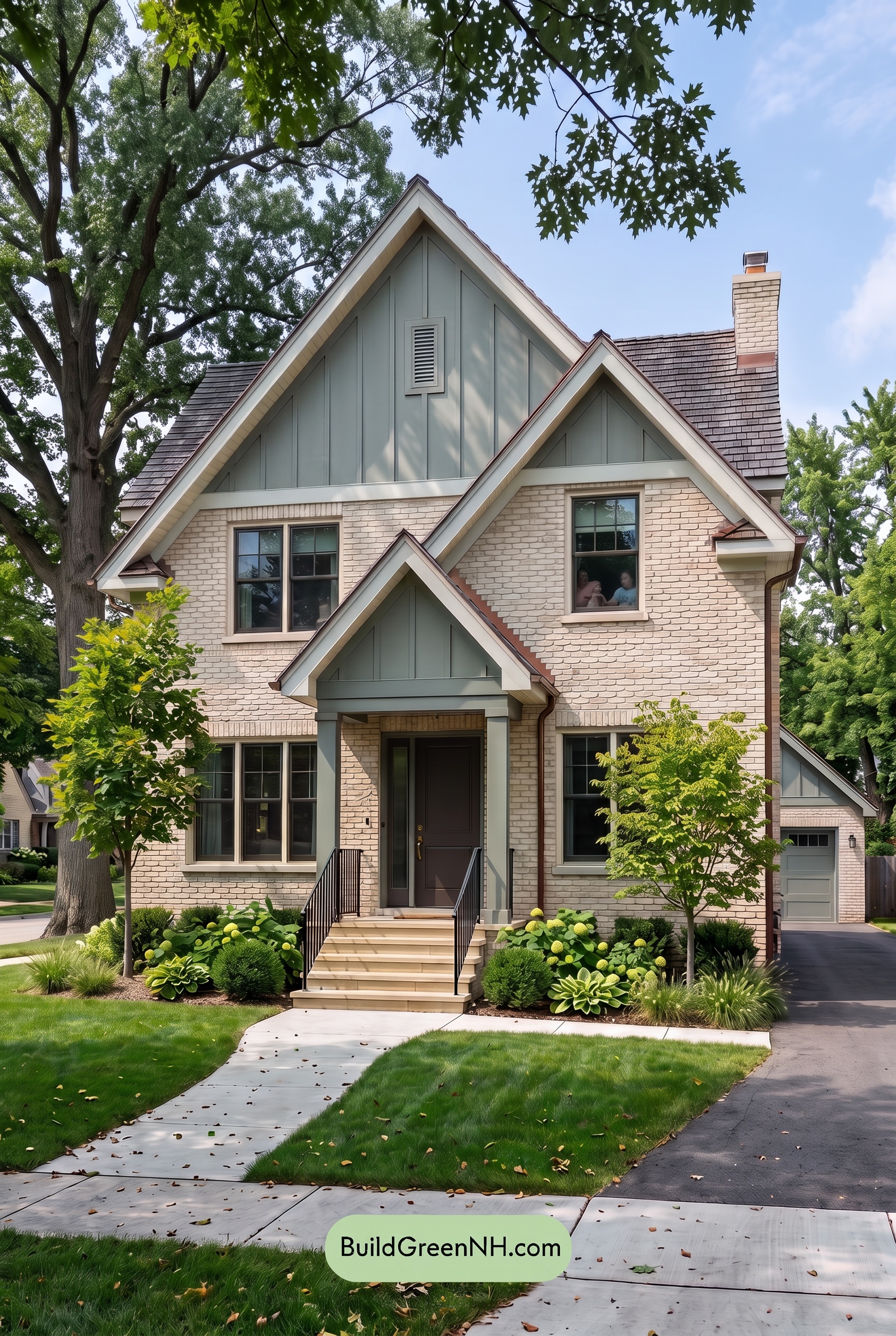 Cream Brick House Exterior Color Scheme: Sage Brick Poise - Shade
