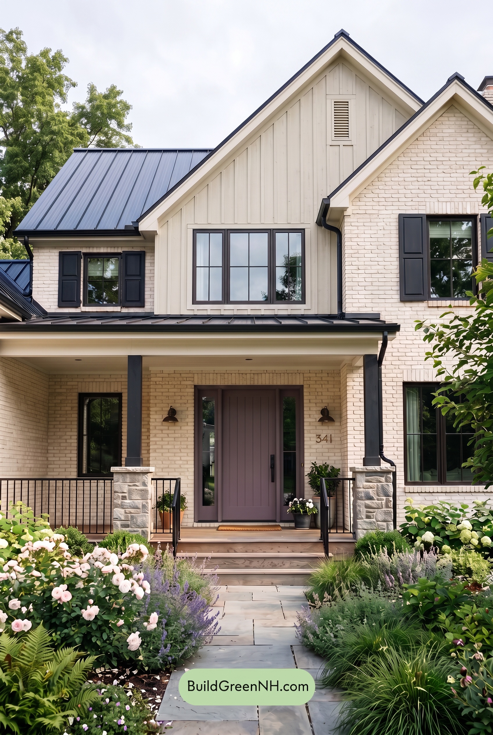 Cream Brick House Exterior Color Scheme: Vanilla Onyx Quiet - Overcast