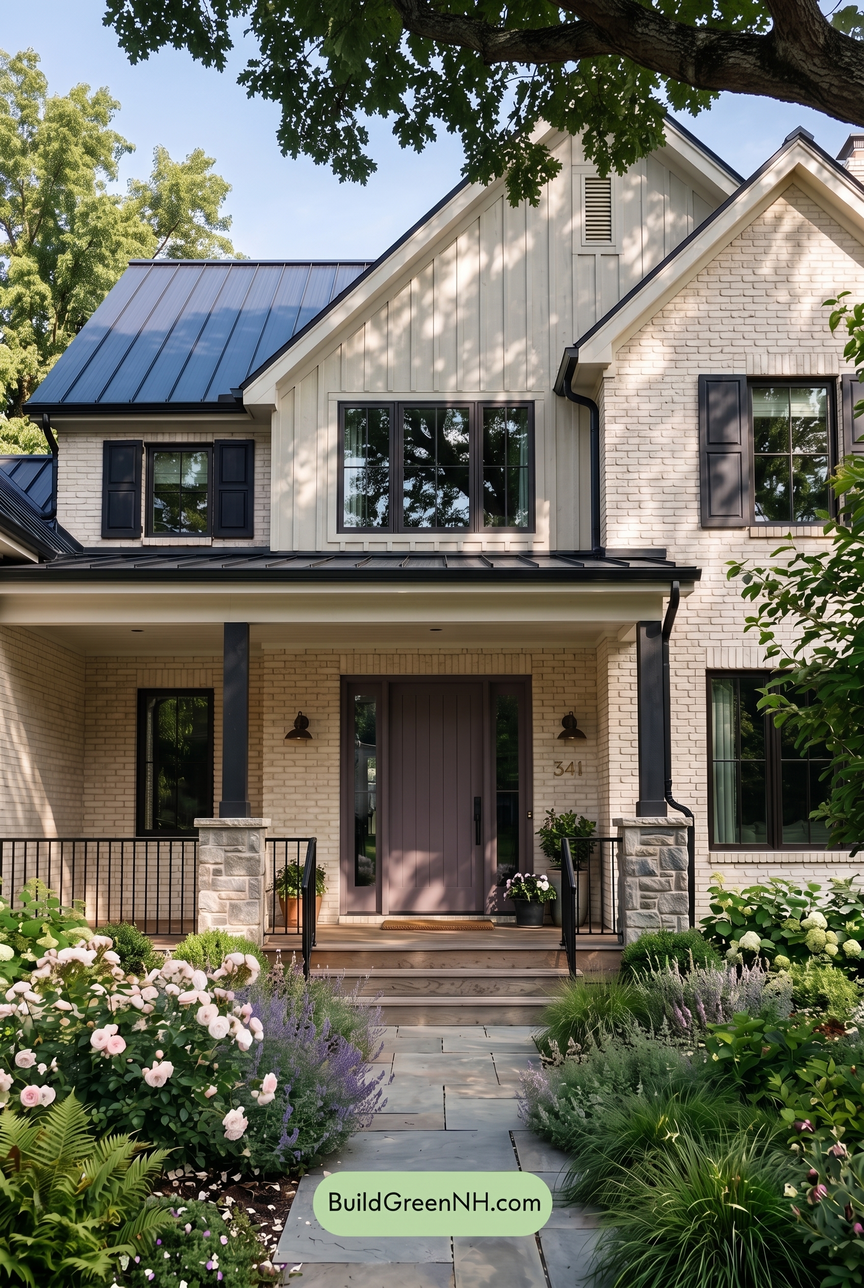 Cream Brick House Exterior Color Scheme: Vanilla Onyx Quiet - Shade