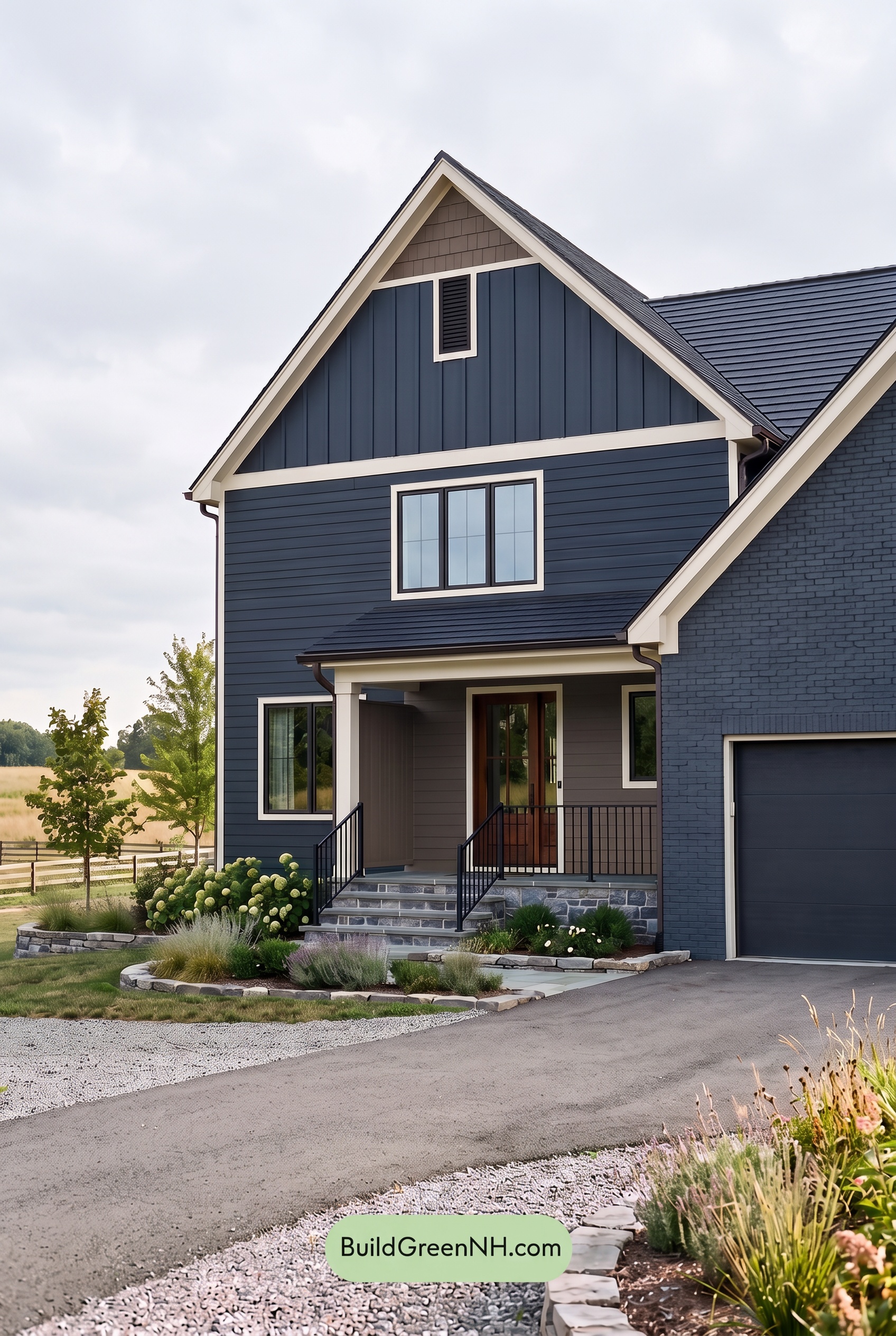 Dark Charcoal House Exterior Color Scheme: Blue Emberwood - Overcast