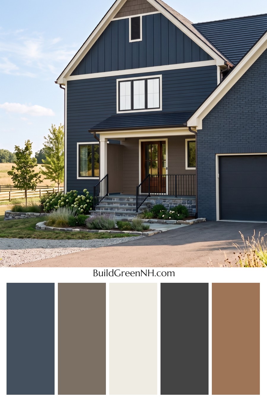 Dark Charcoal House Exterior Color Scheme: Blue Emberwood