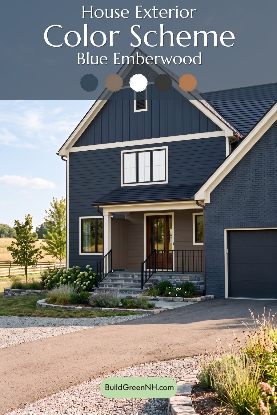 Dark Charcoal House Exterior Color Scheme: Blue Emberwood