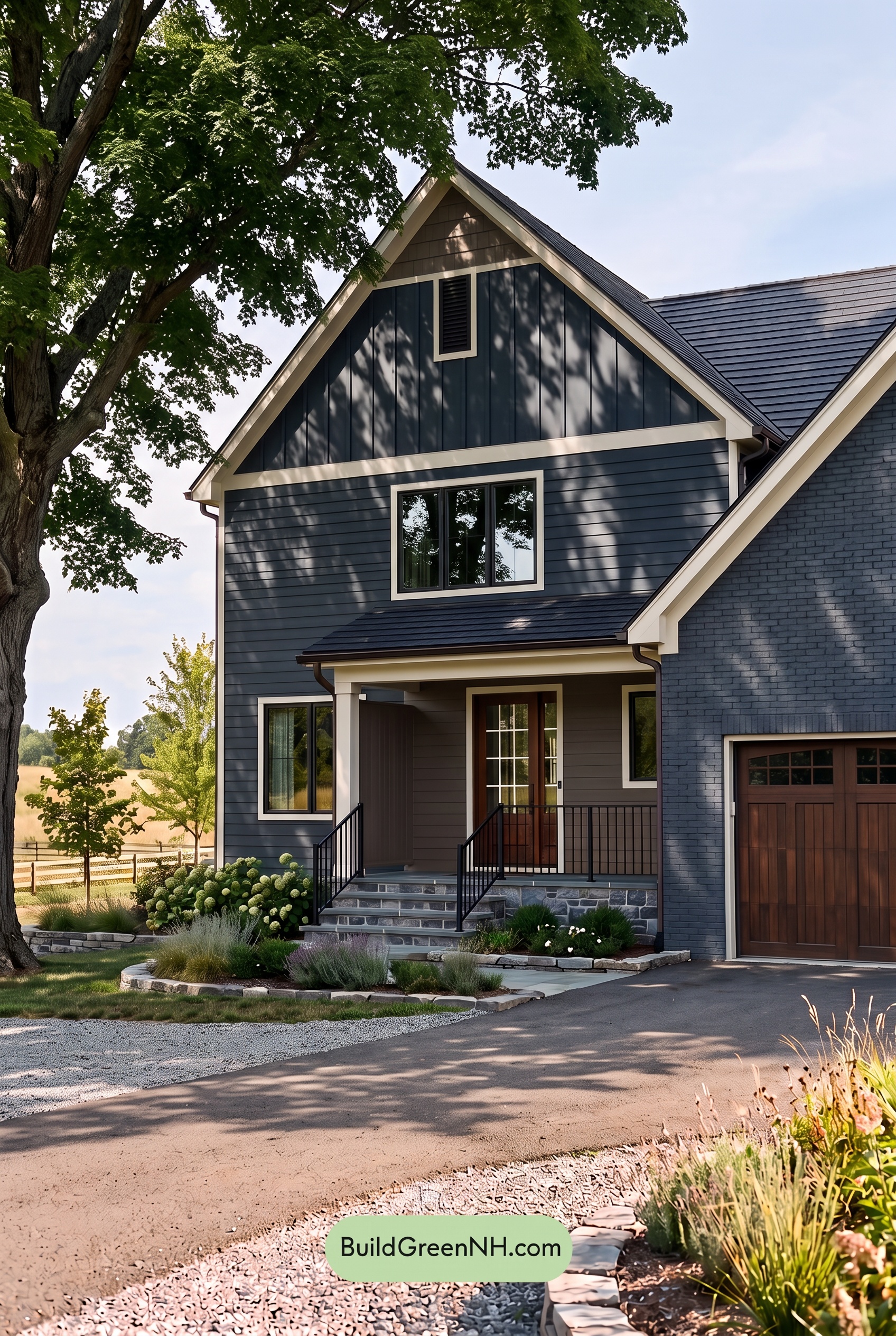 Dark Charcoal House Exterior Color Scheme: Blue Emberwood - Shade