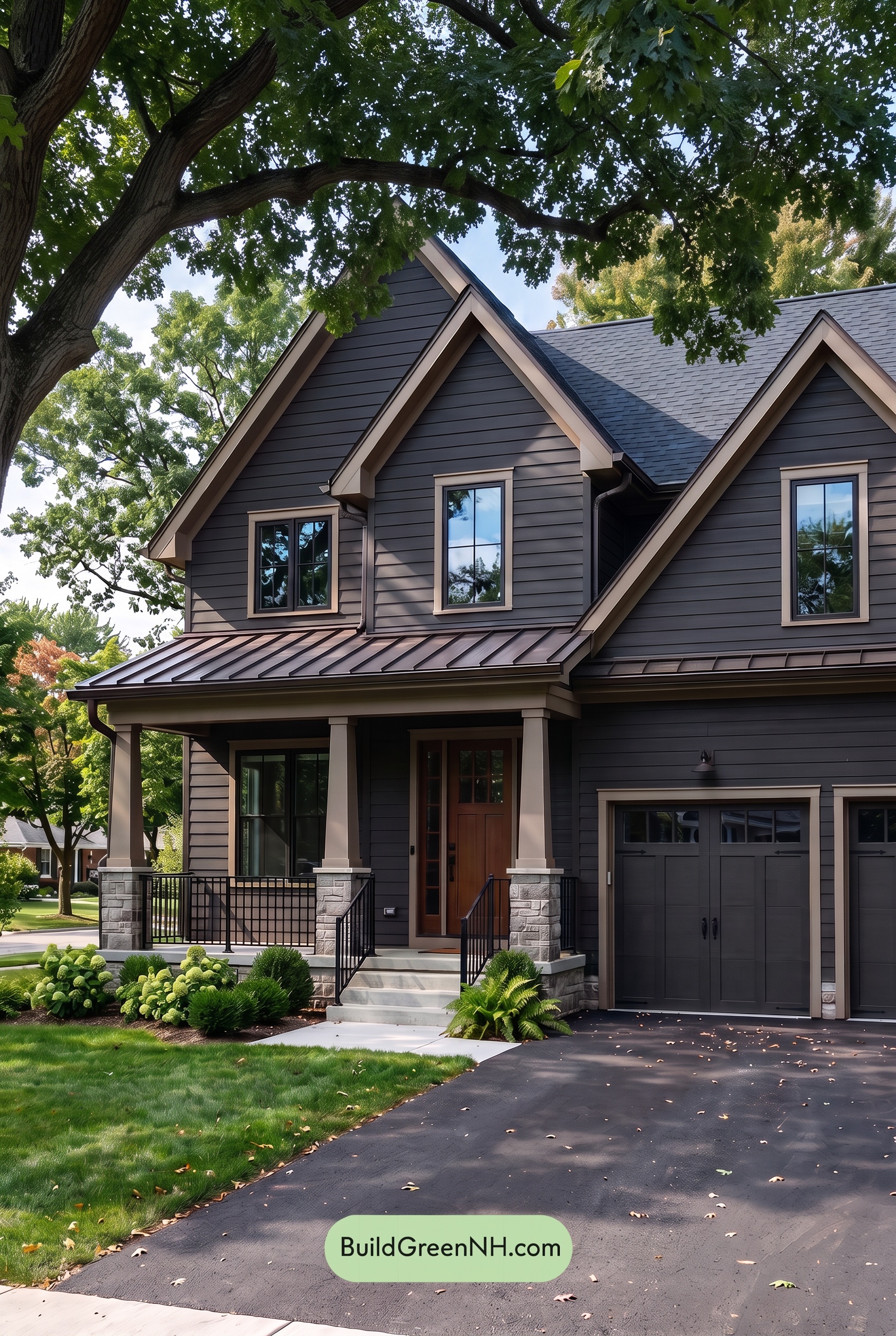 Dark Charcoal House Exterior Color Scheme: Bronze Porchlight - Shade