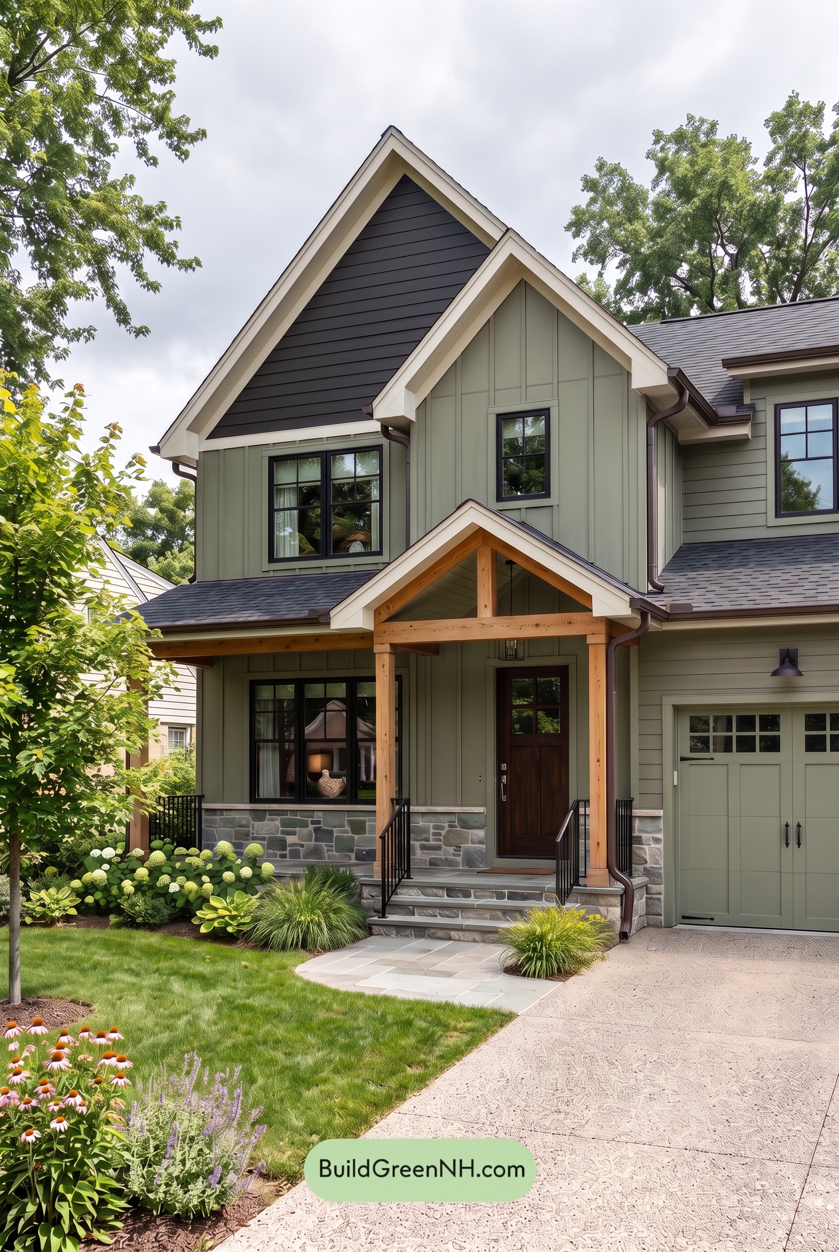 Dark Charcoal House Exterior Color Scheme: Charcoal Moss Reverie - Overcast