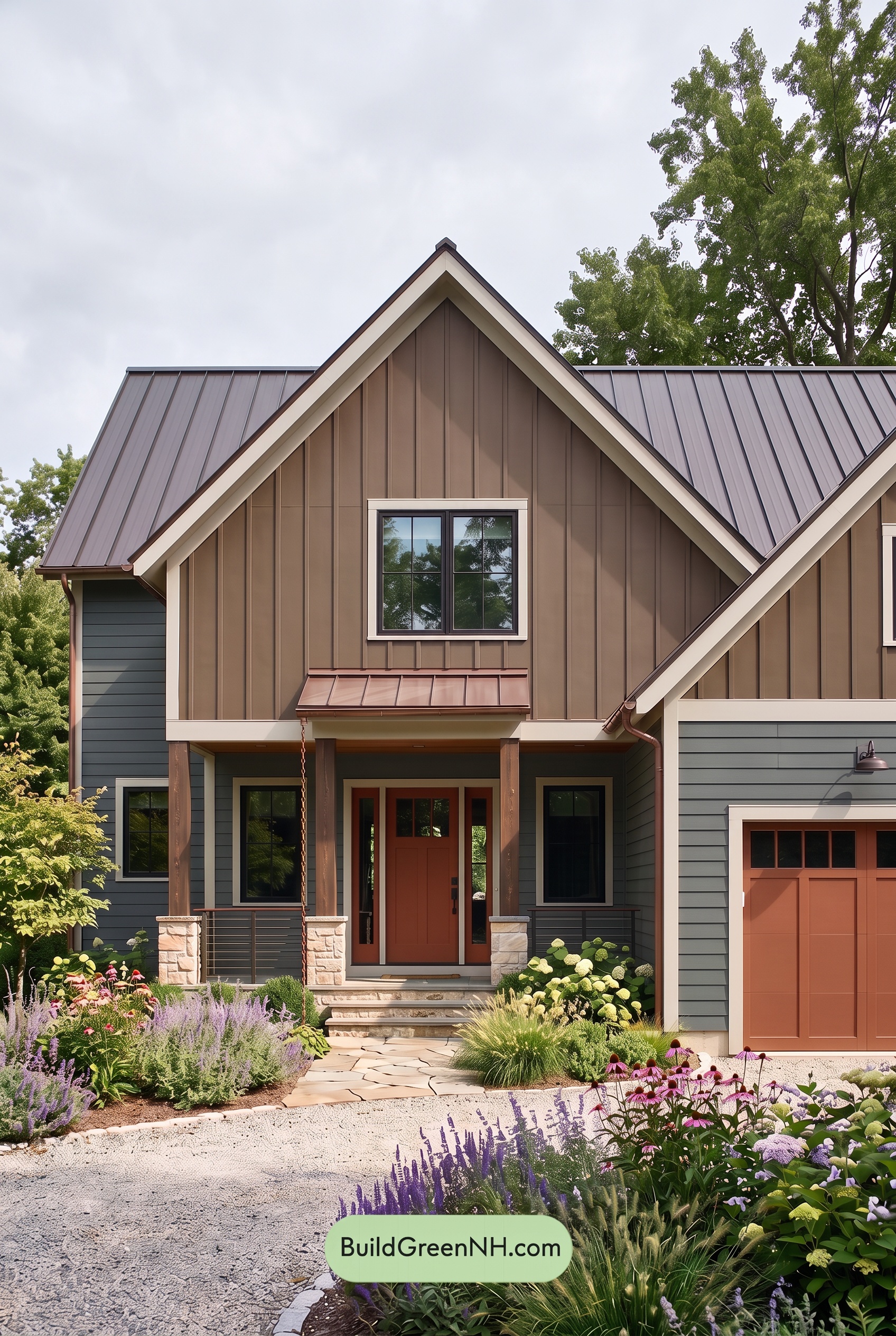 Dark Charcoal House Exterior Color Scheme: Copper Gable Quiet - Overcast