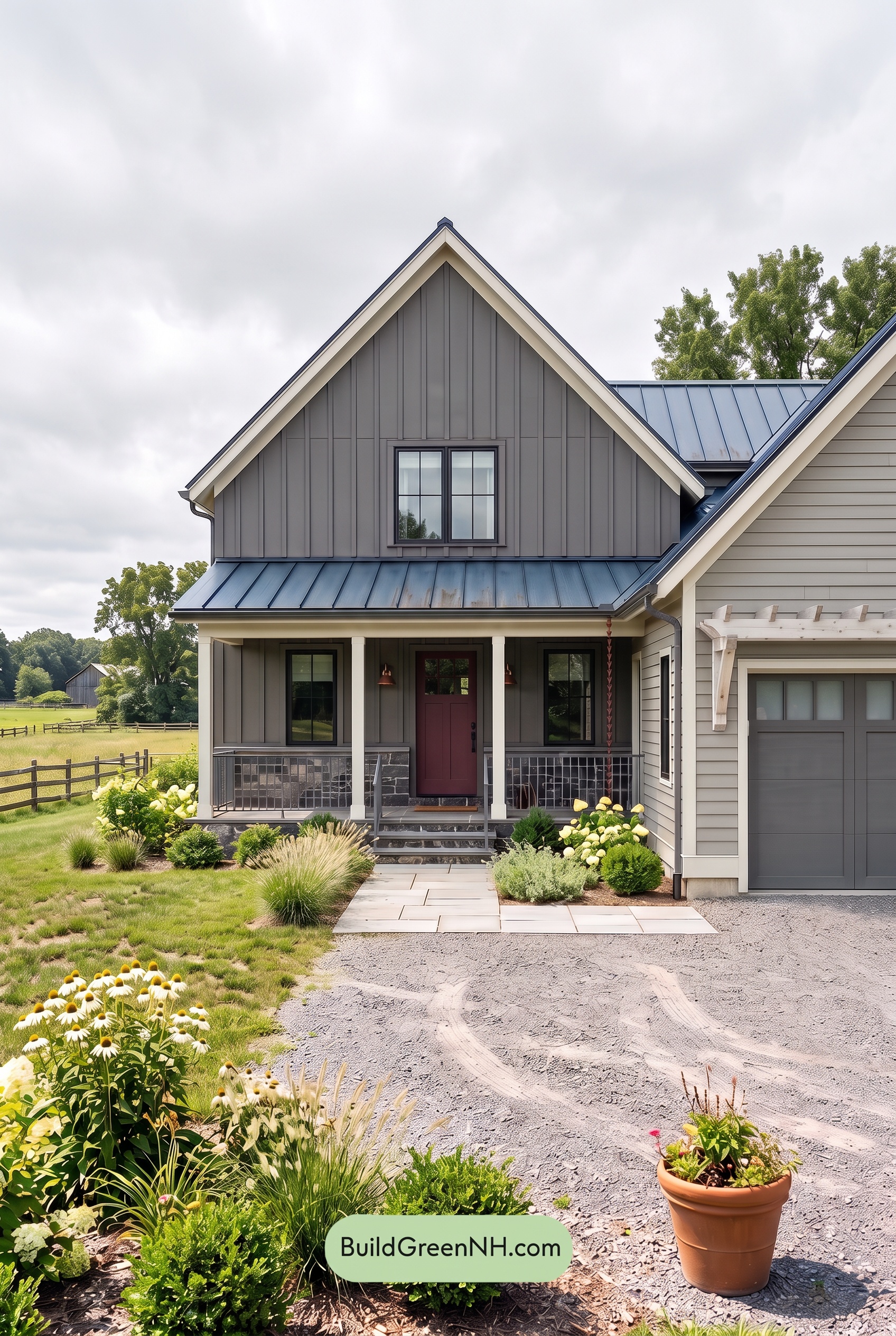 Dark Charcoal House Exterior Color Scheme: Graphite Bloom - Overcast