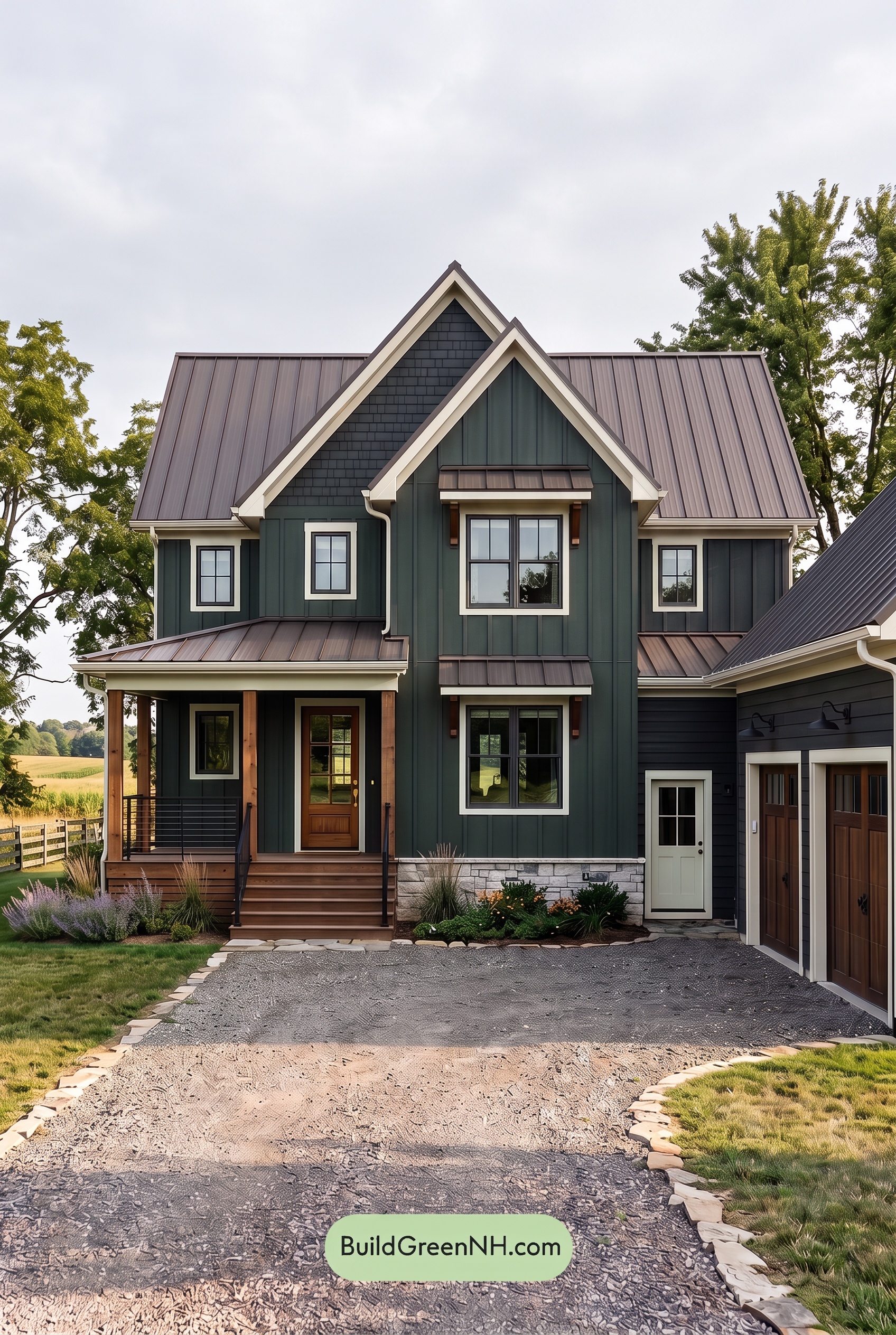 Dark Charcoal House Exterior Color Scheme: Green Ash Threshold - Overcast