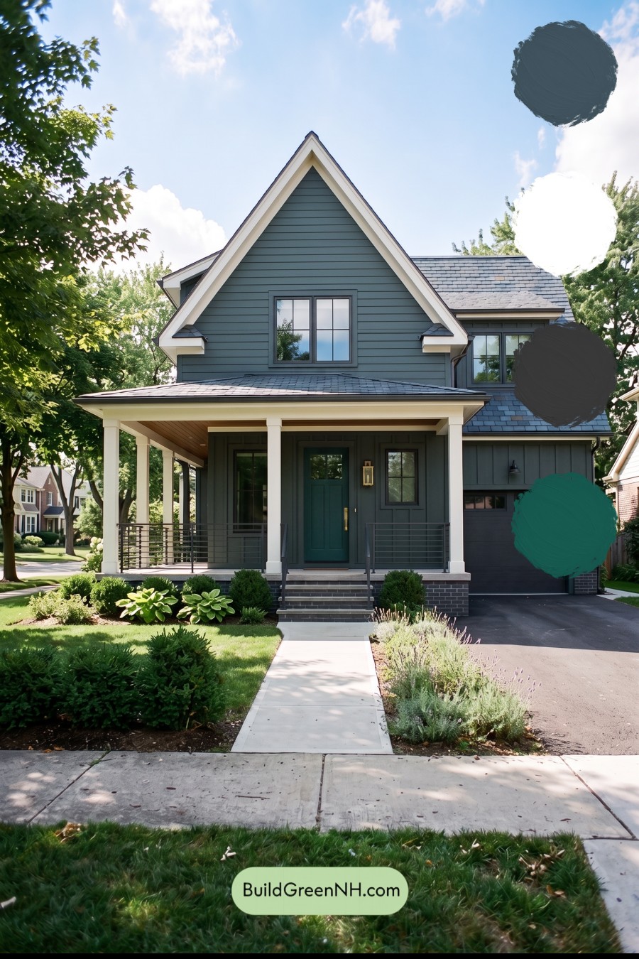 Dark Charcoal House Exterior Color Scheme: Indigo Brass