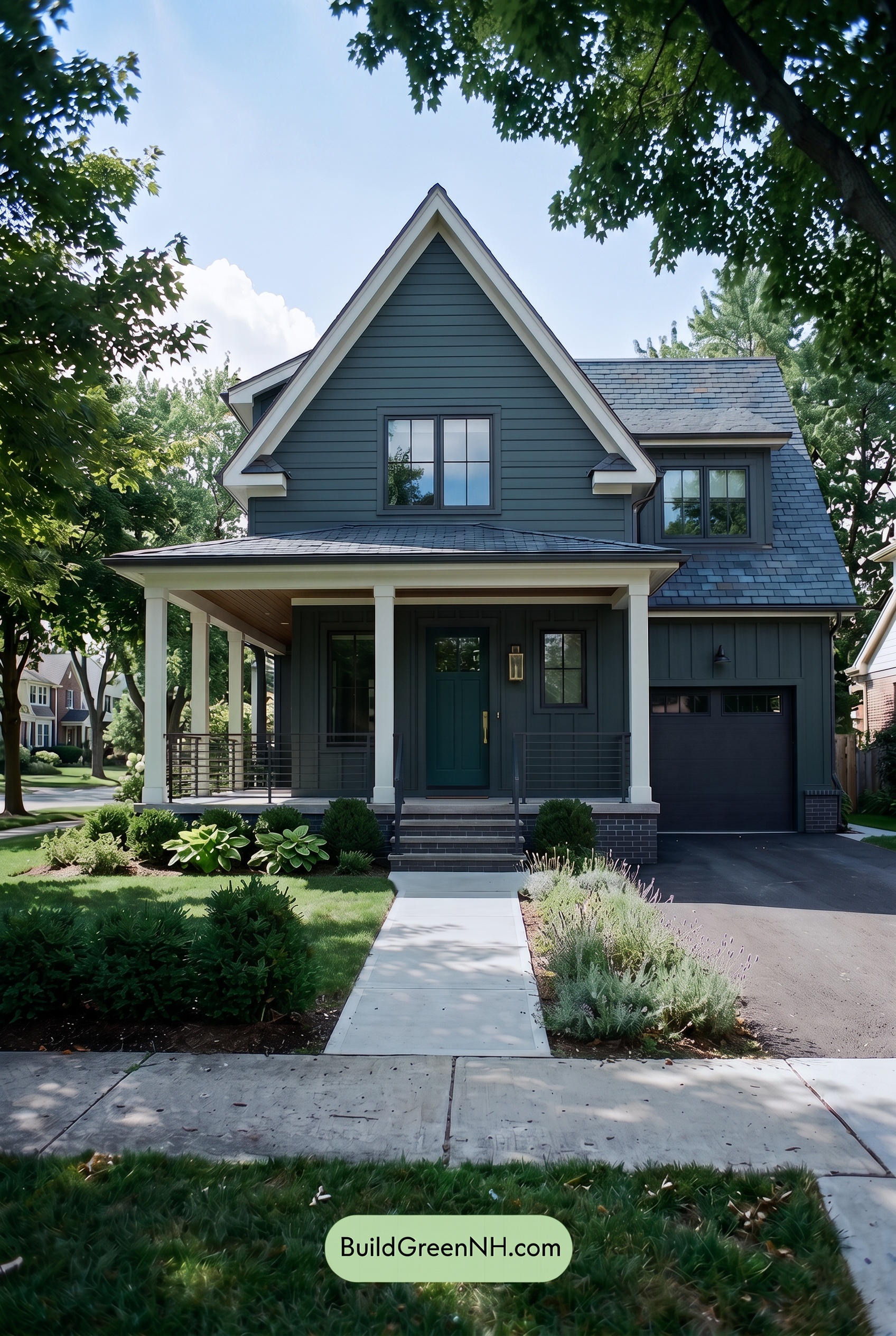 Dark Charcoal House Exterior Color Scheme: Indigo Brass - Shade