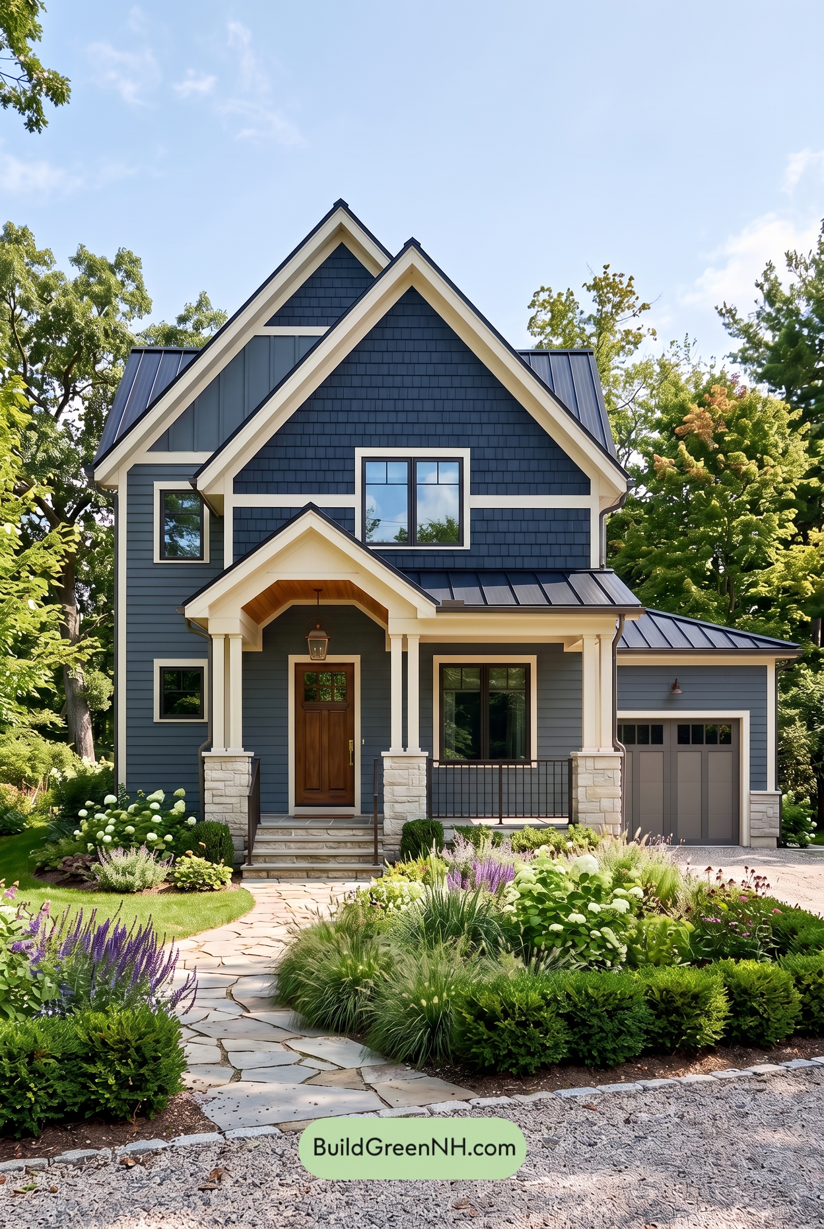 Dark Charcoal House Exterior Color Scheme: Navy Limestone