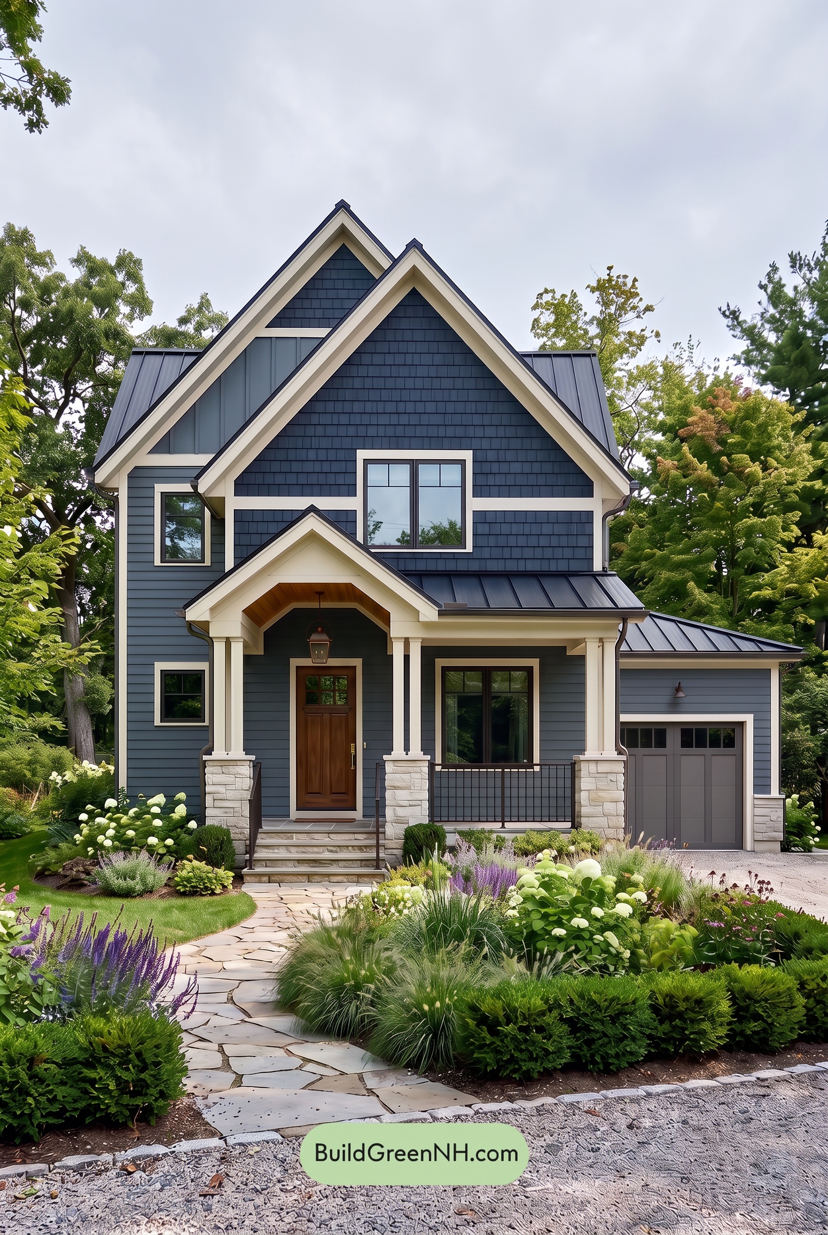 Dark Charcoal House Exterior Color Scheme: Navy Limestone - Overcast